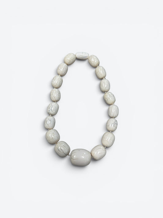 Vintage Ivory Crackle Bead Statement Necklace