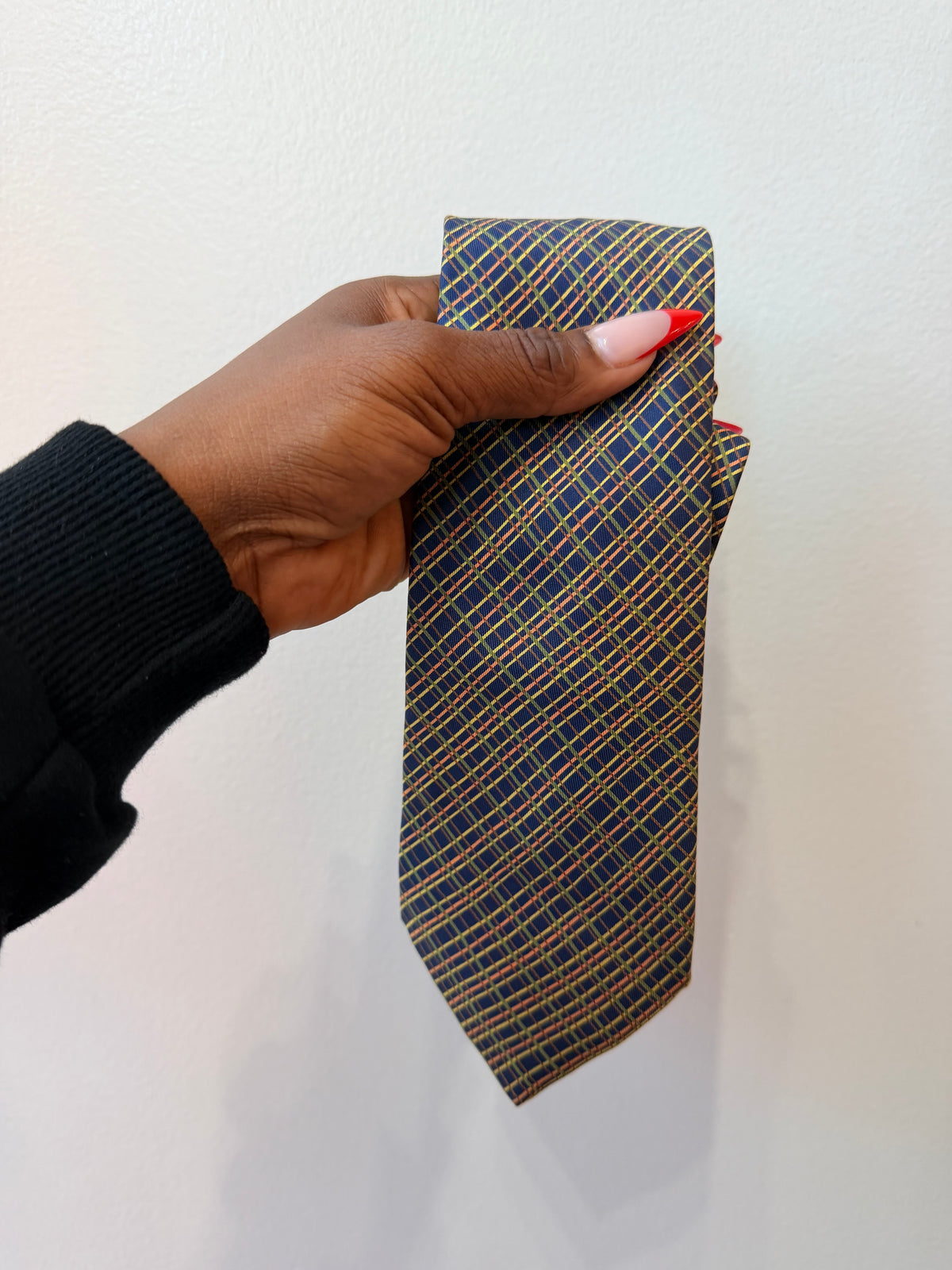 Vintage Hermés Navy / Bwn Hatched Tie