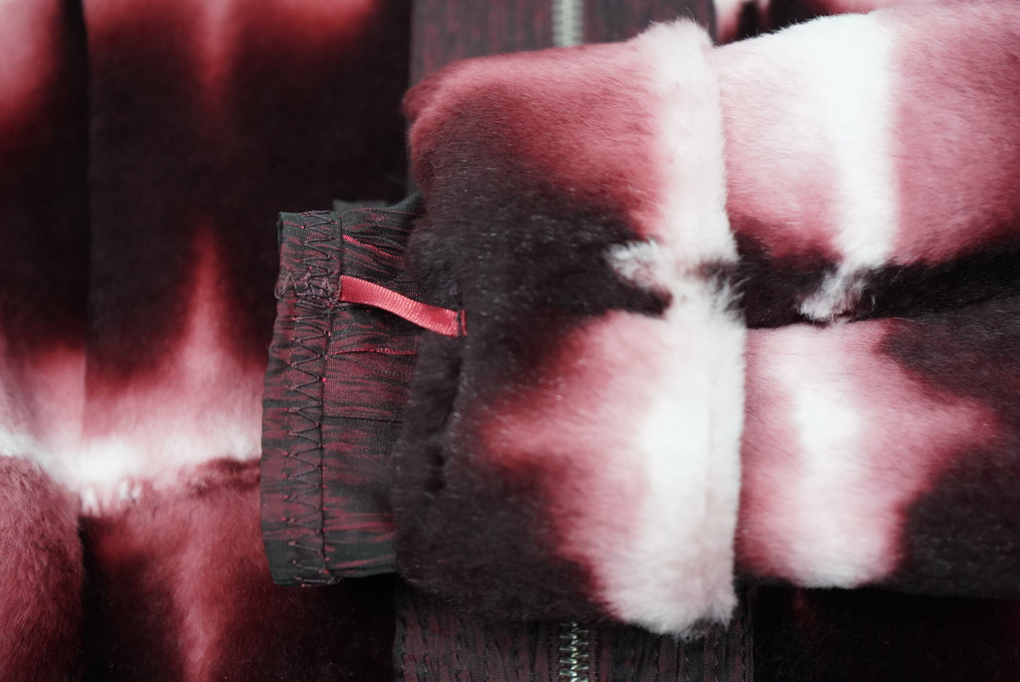 Marengo Reversible Crimson and White Fur and Raw Silk Ski Jacket