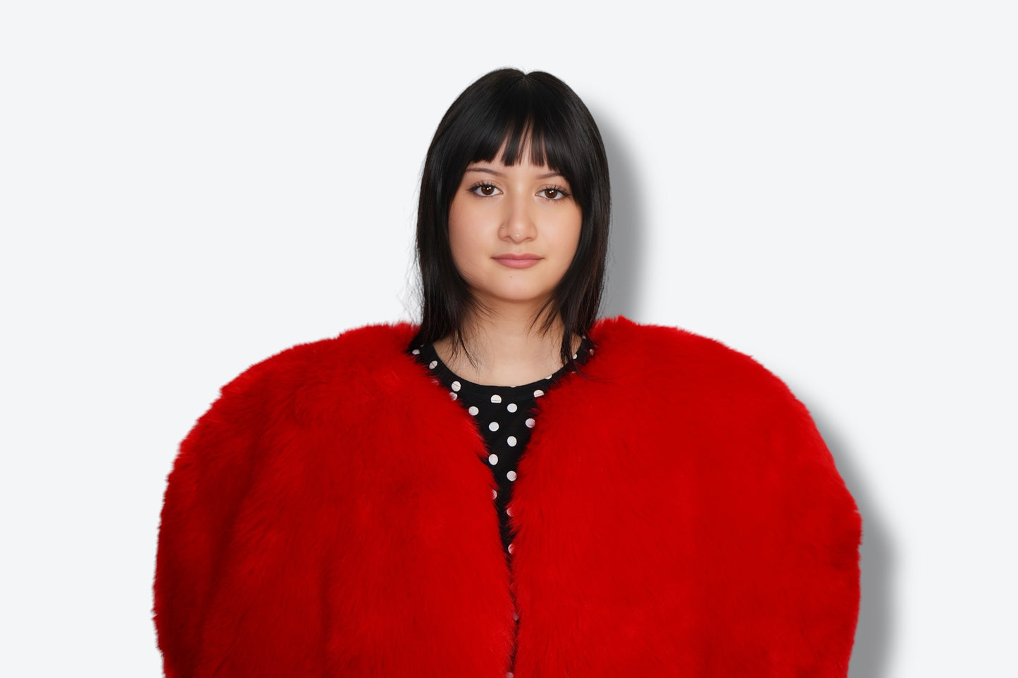 Faux Fur Heart Poncho