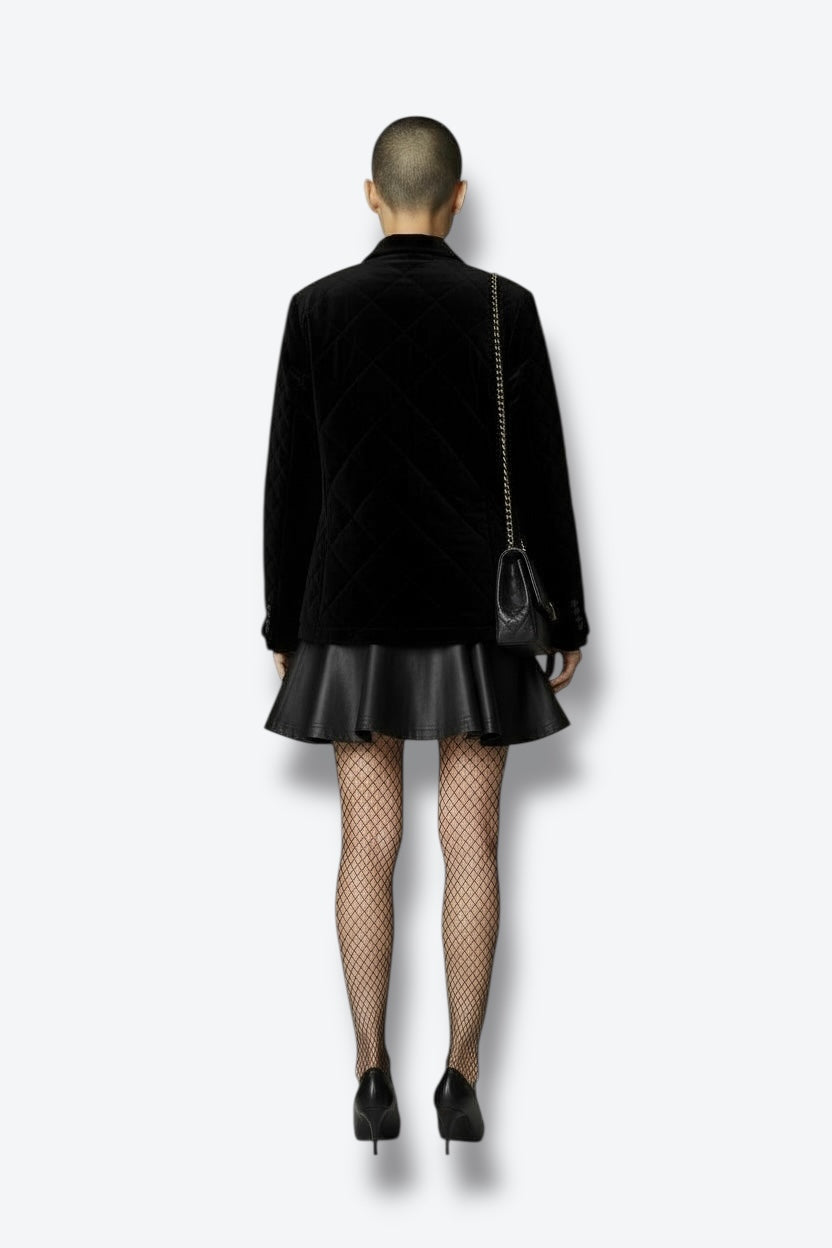 Liz Sport Petites Black Velvet Quilted Cardigan