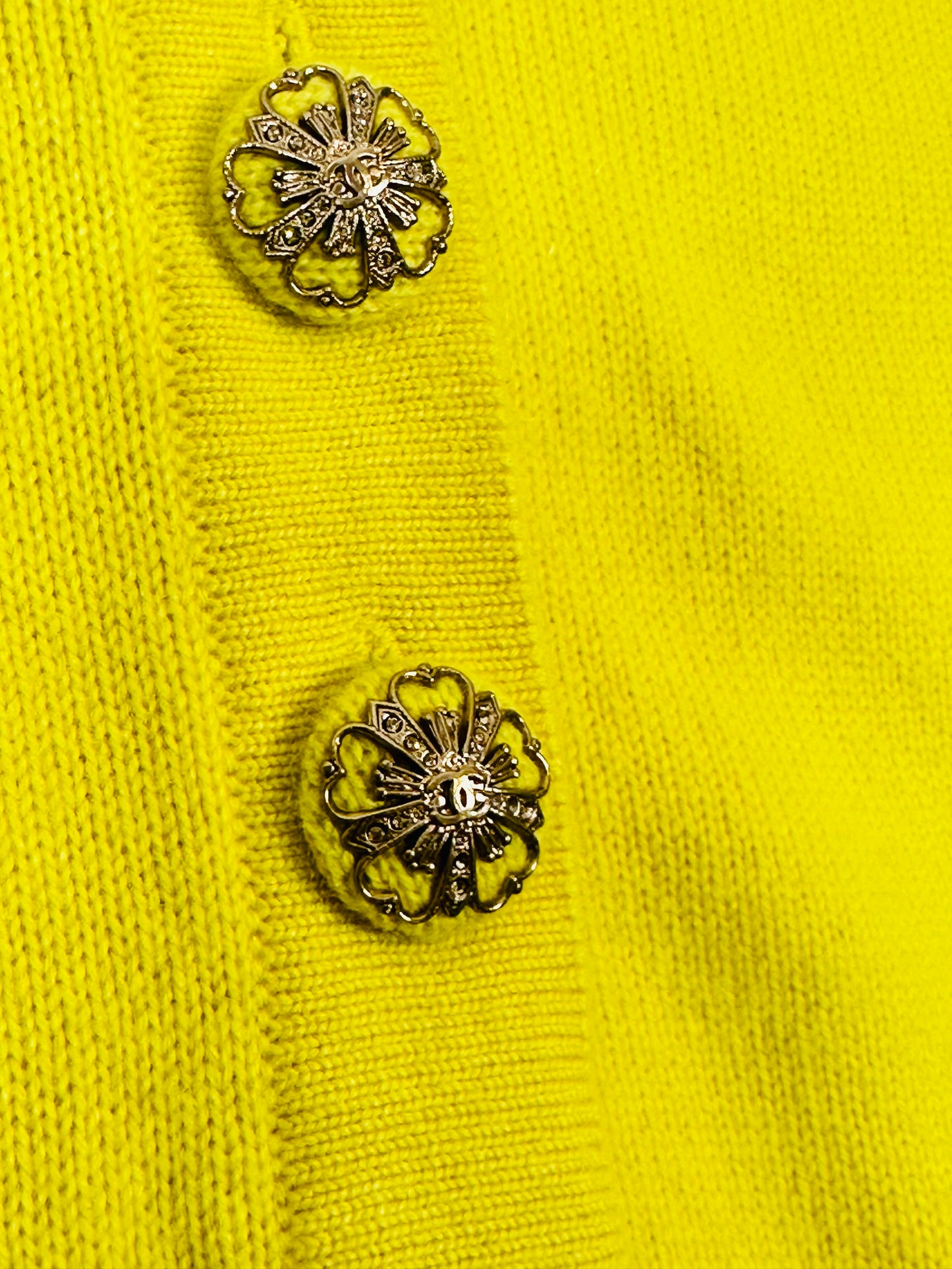 Vintage Chanel Yellow Sweater Cardigan Dress