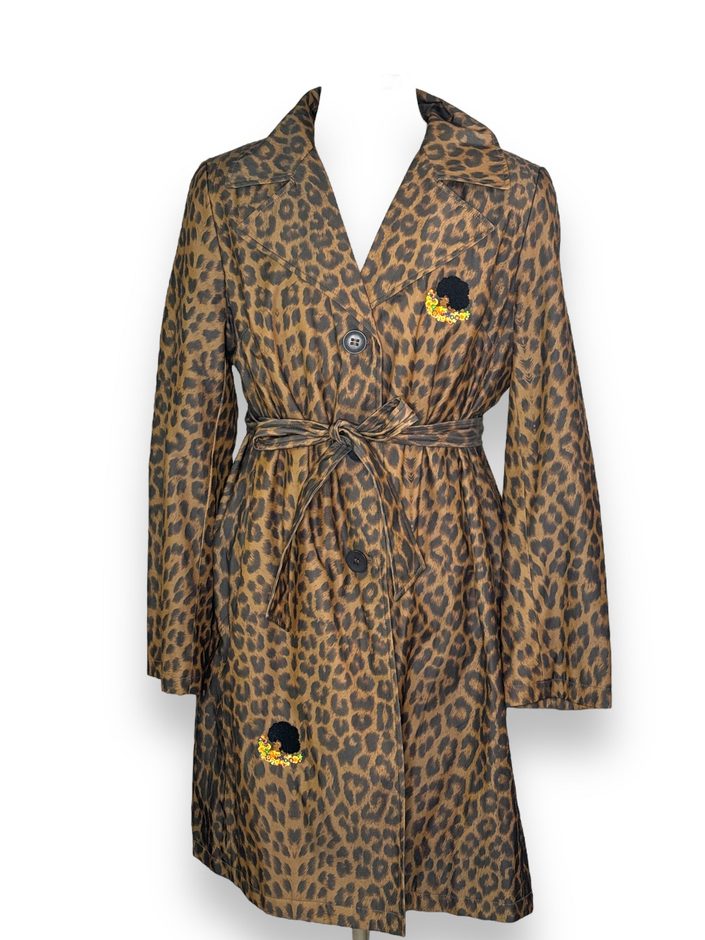 Kameo Merch Upcycled Cheetah Trench Coat