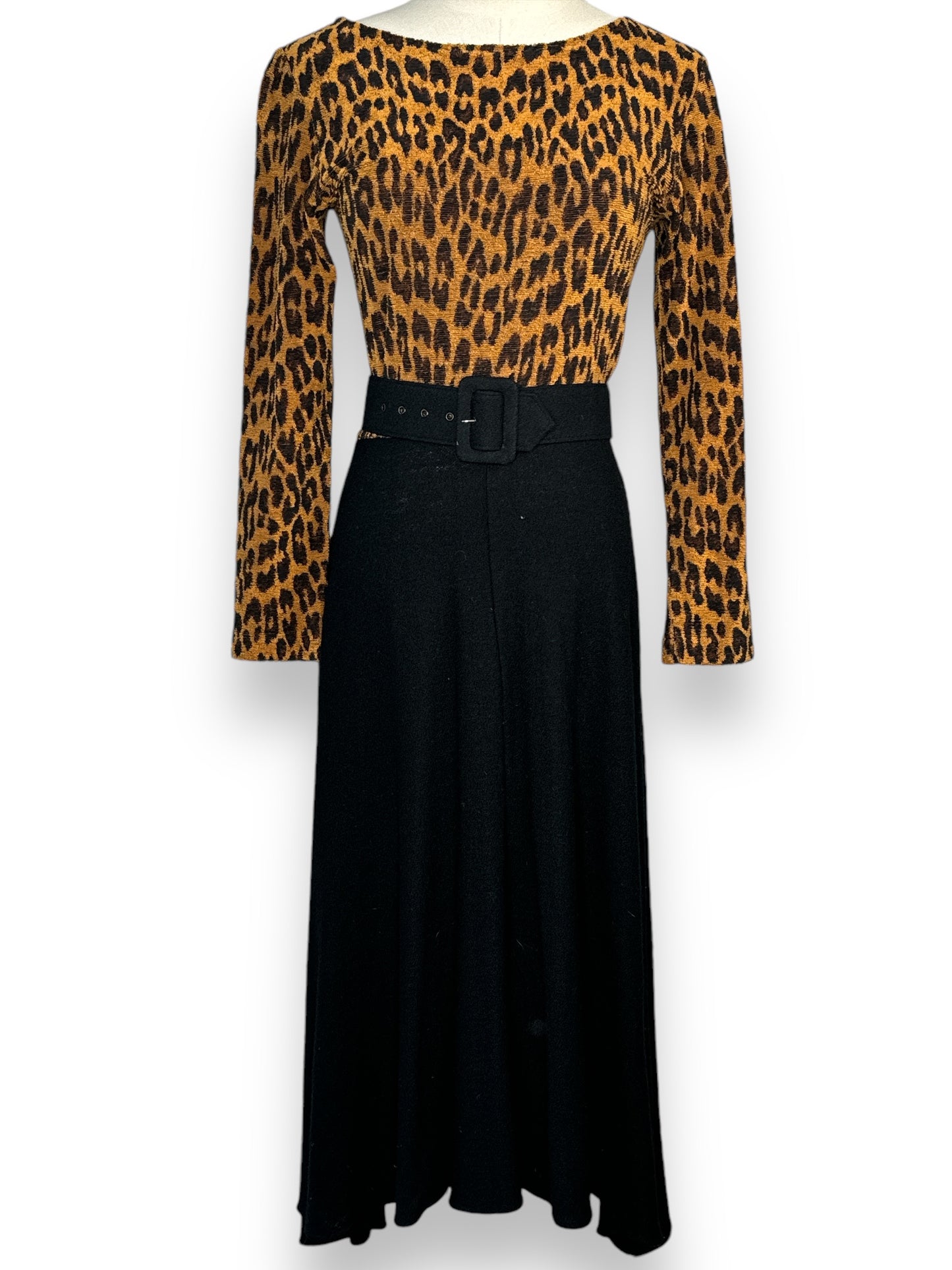 1980s “Mevisto” Belted Cheetah Print Dress