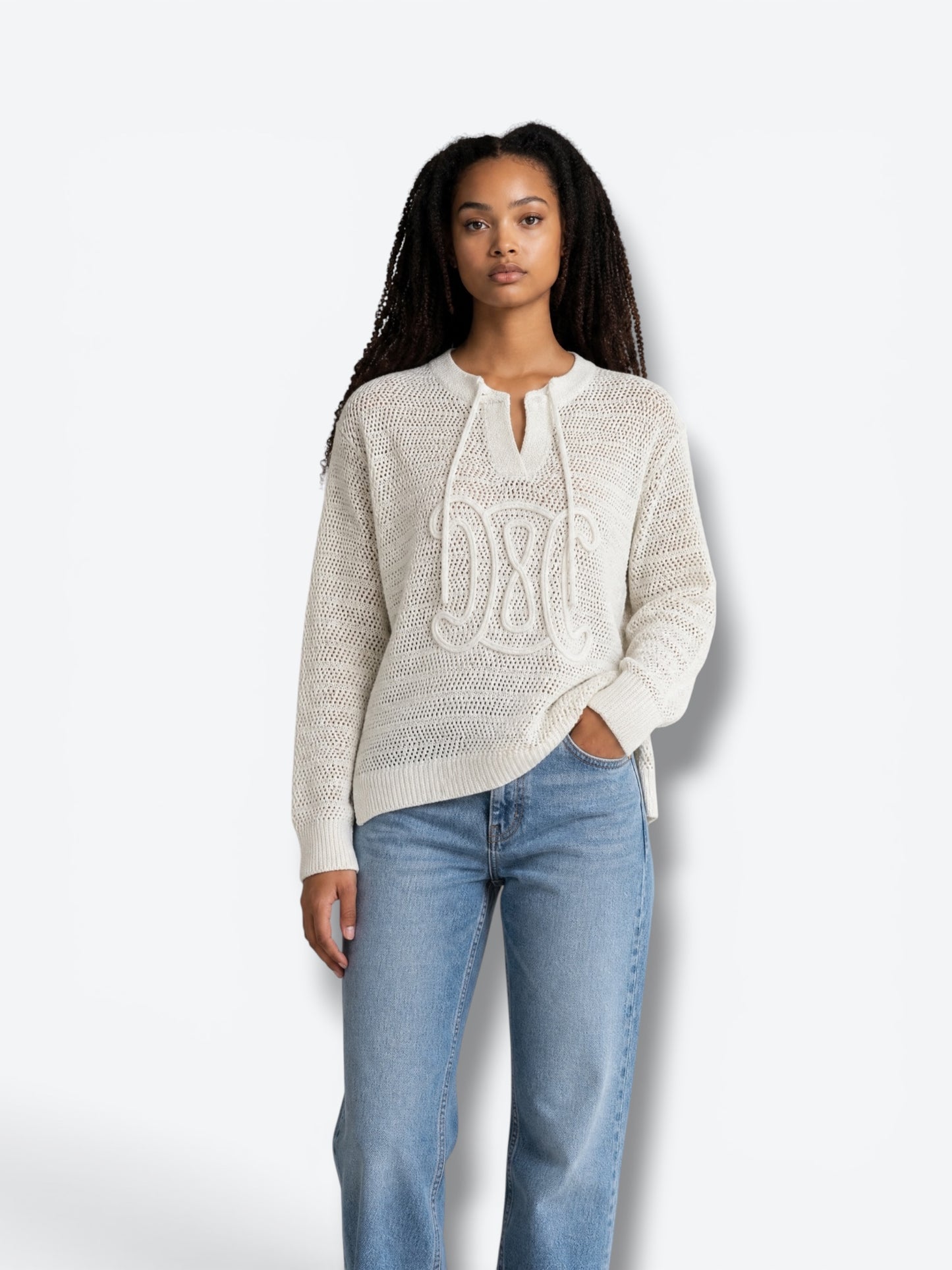 Trend: Celine Creme Netted Beach Sweater