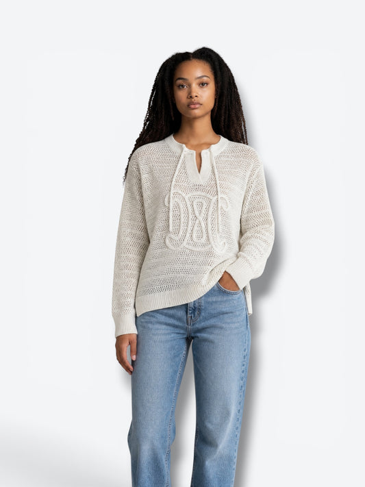 Trend: Celine Creme Netted Beach Sweater