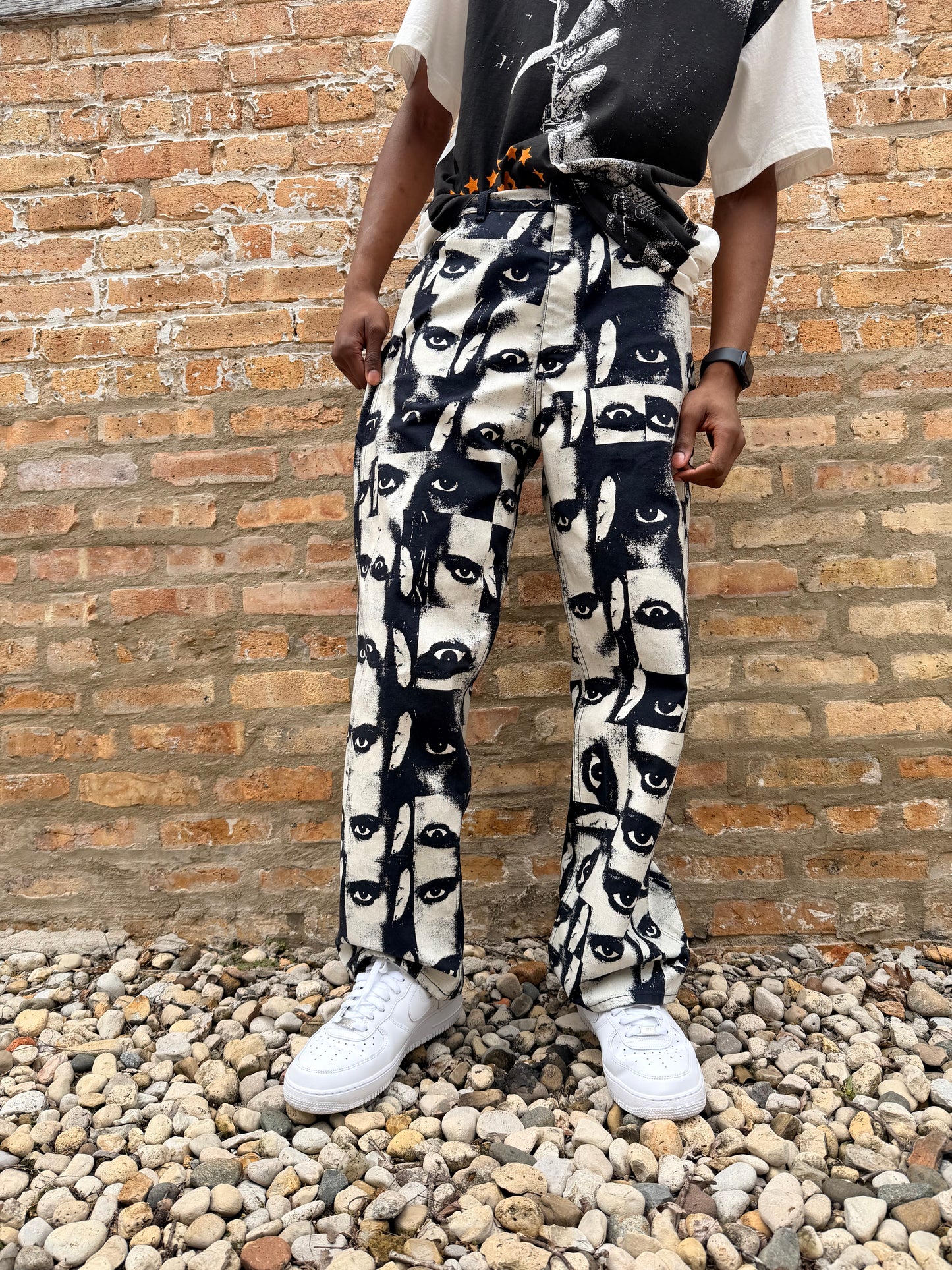 Y2K Levi Face + Eye Pattern Denim