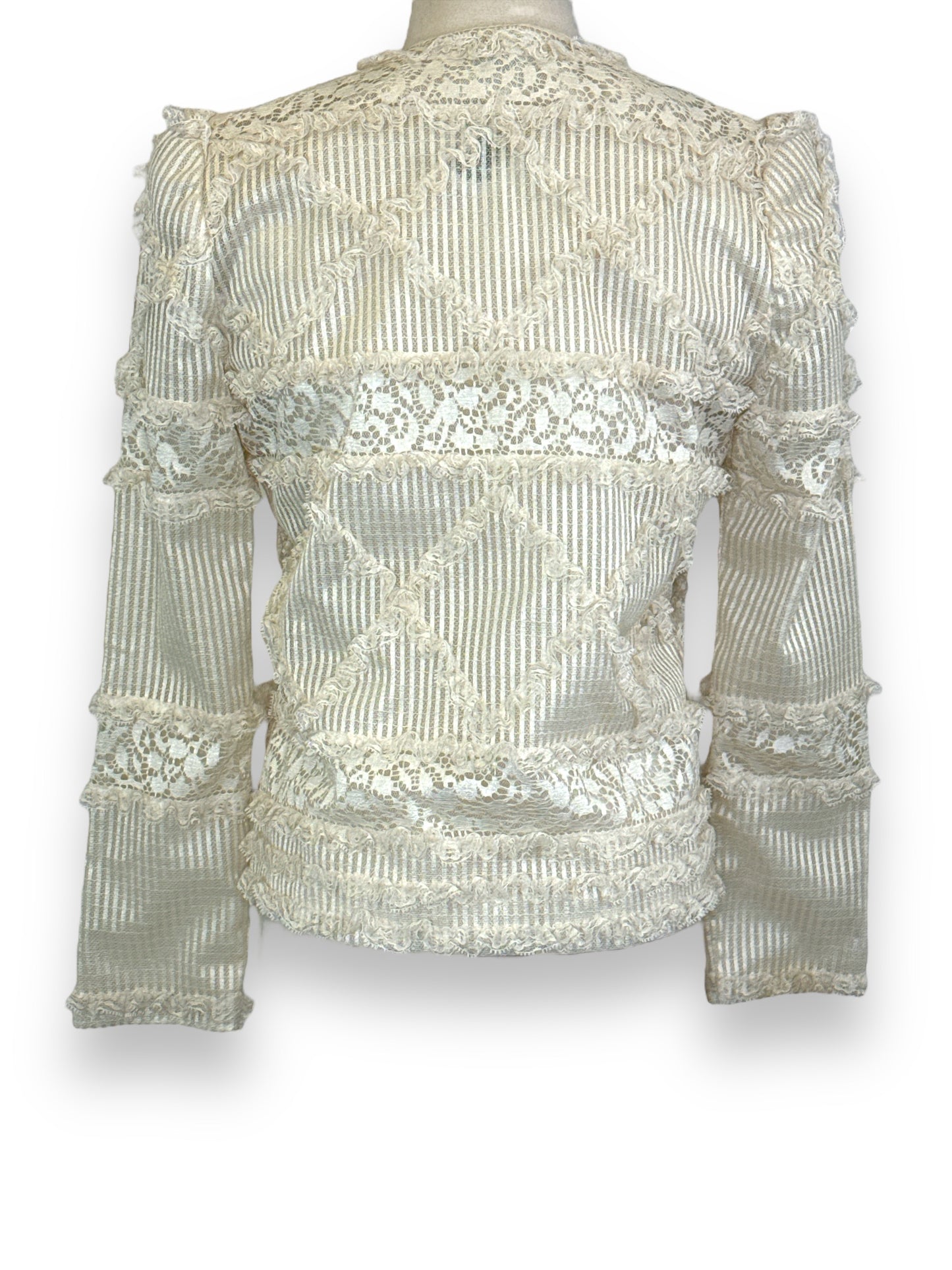 1970s Norton Myles Cream Lace Button Up Cardigan