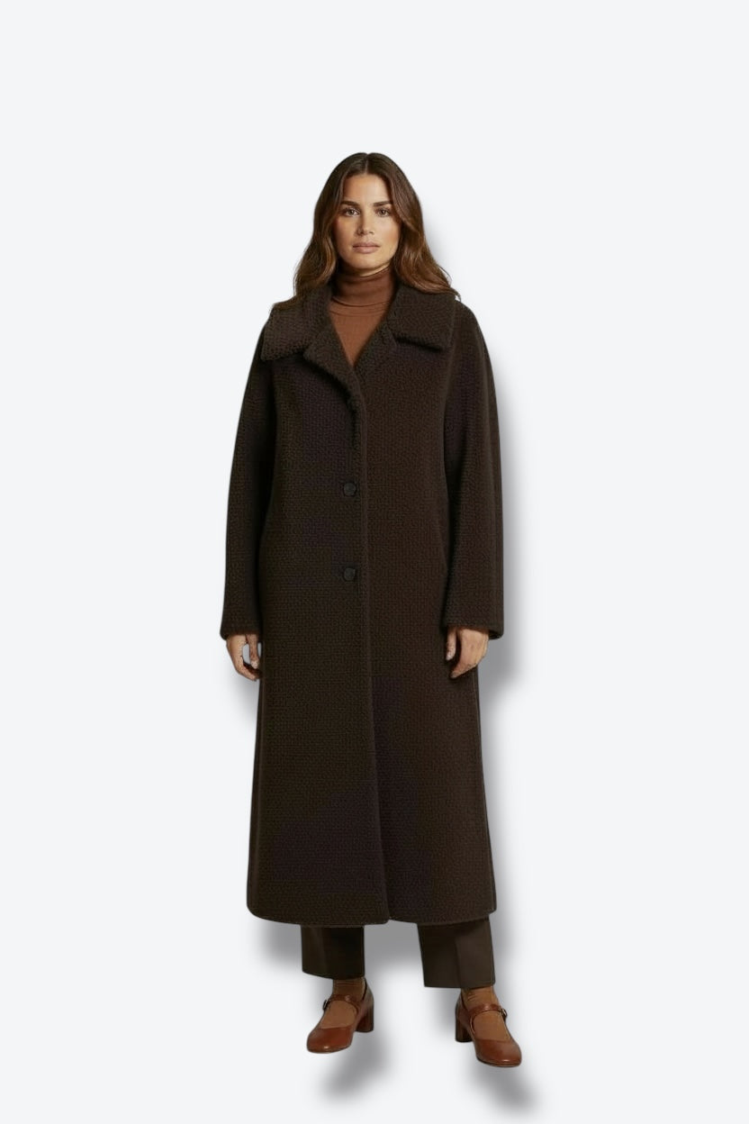 Vintage Max Mara Textured Brown Wool Longline Coat