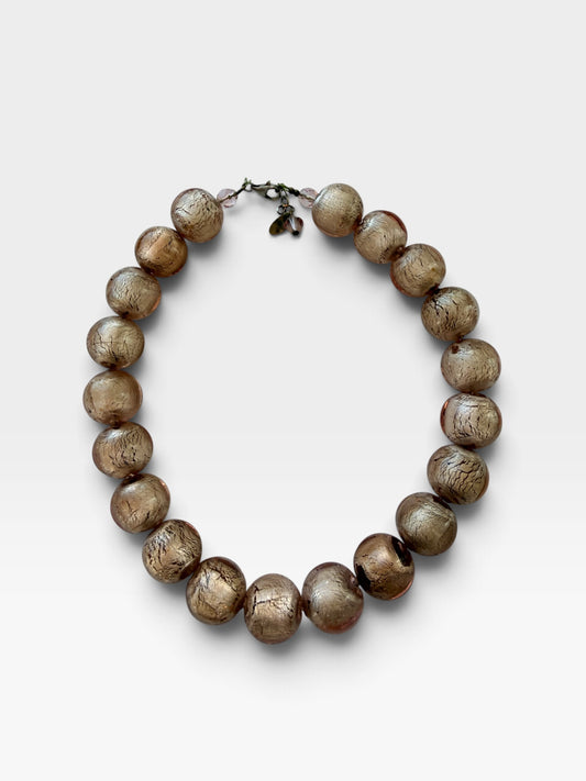 Vintage Brown Glass Bead Necklace