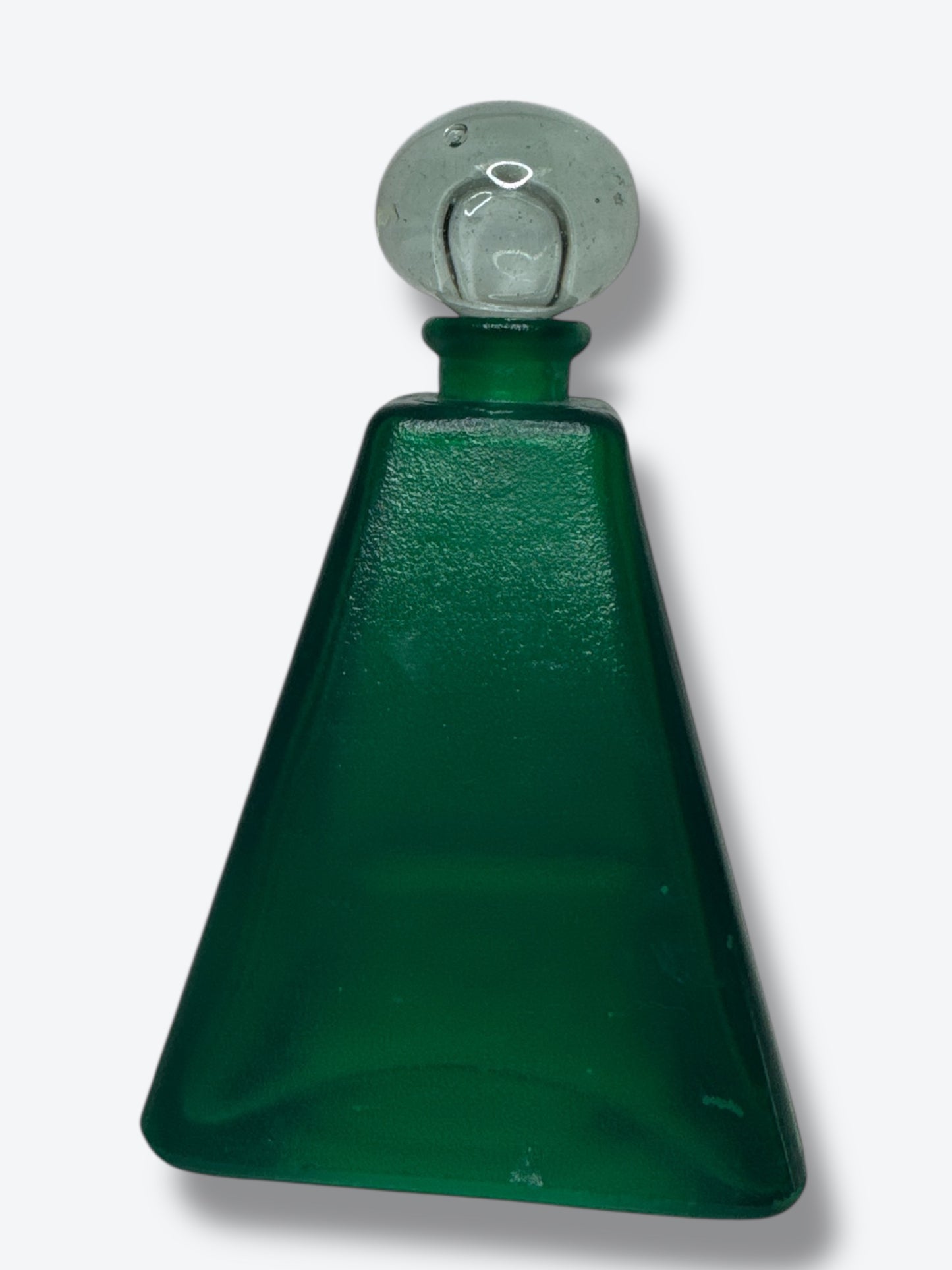Mid-Century Modern Green Art Glass Perfume Bottle / Decanter