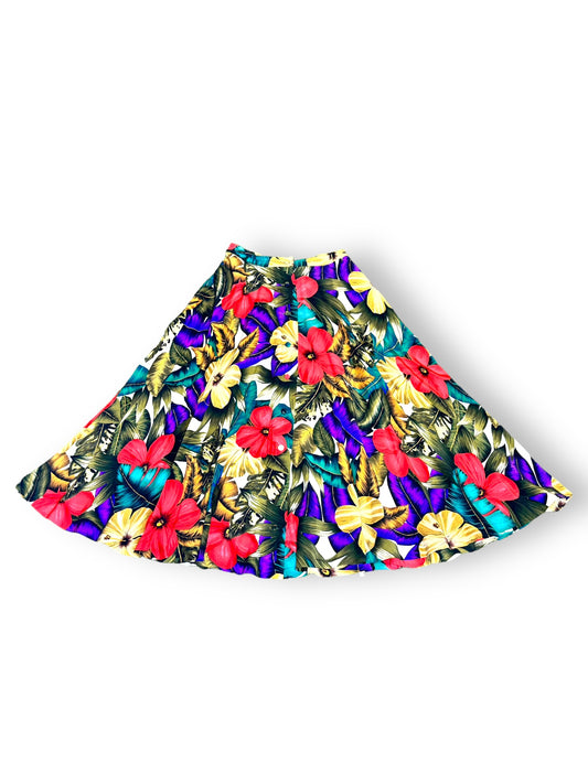 1980s Dana Buchman Floral Silk Skirt