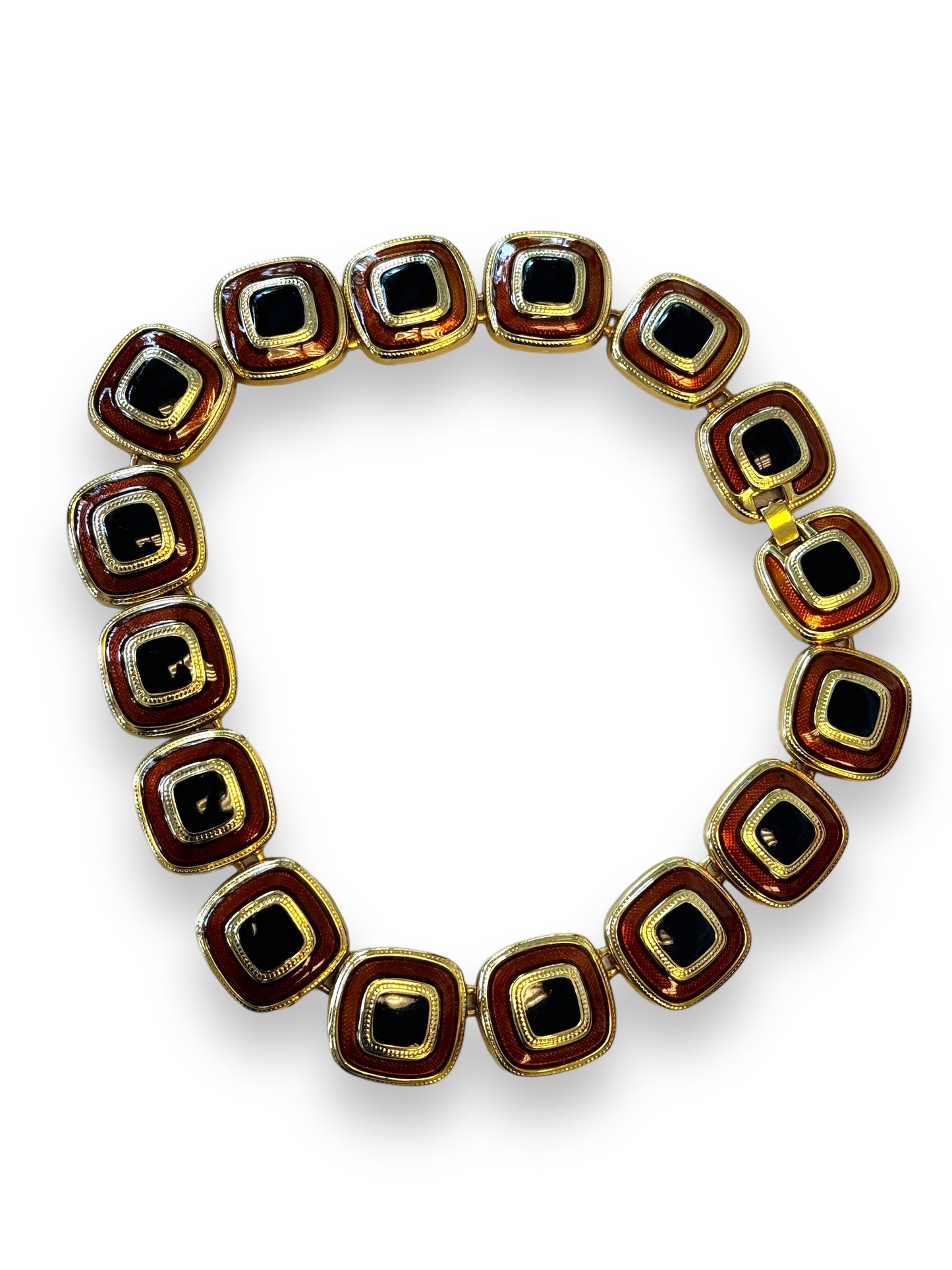 Vintage Brown and Black Enamel Necklace