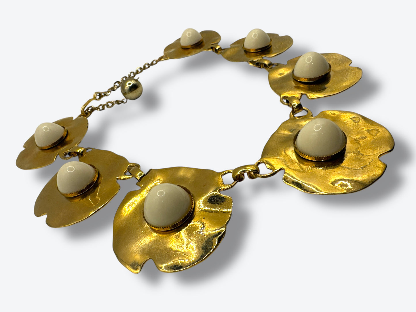 Vintage Hammered Gold Floral Statement Necklace