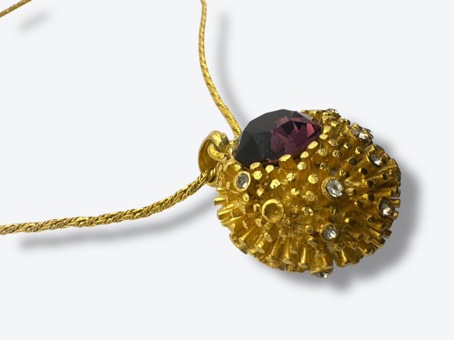 Vintage Amethyst Rhinestone Statement Set – Necklace & Earrings