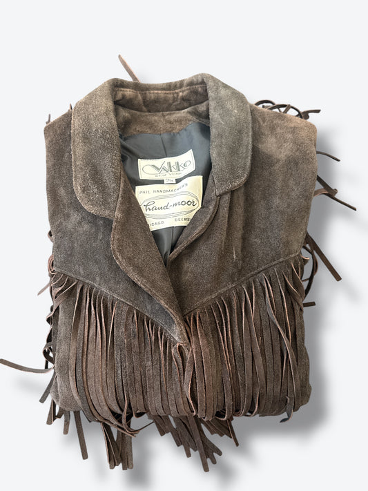 1970s Vakko Unisex Coco Brown Fringe Jacket