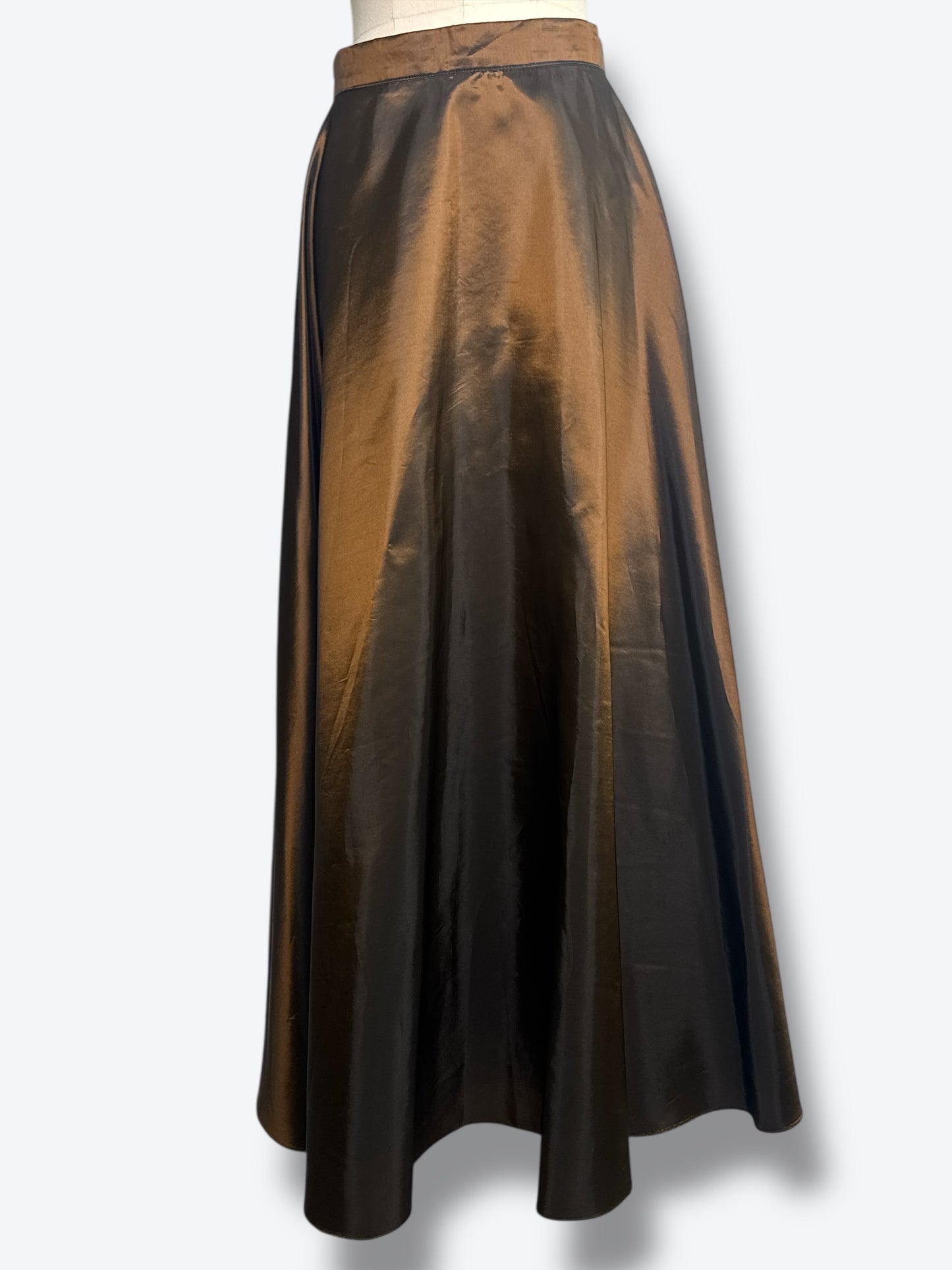 1990s “Collection” Brown Iridescent Taffeta A -Skirt
