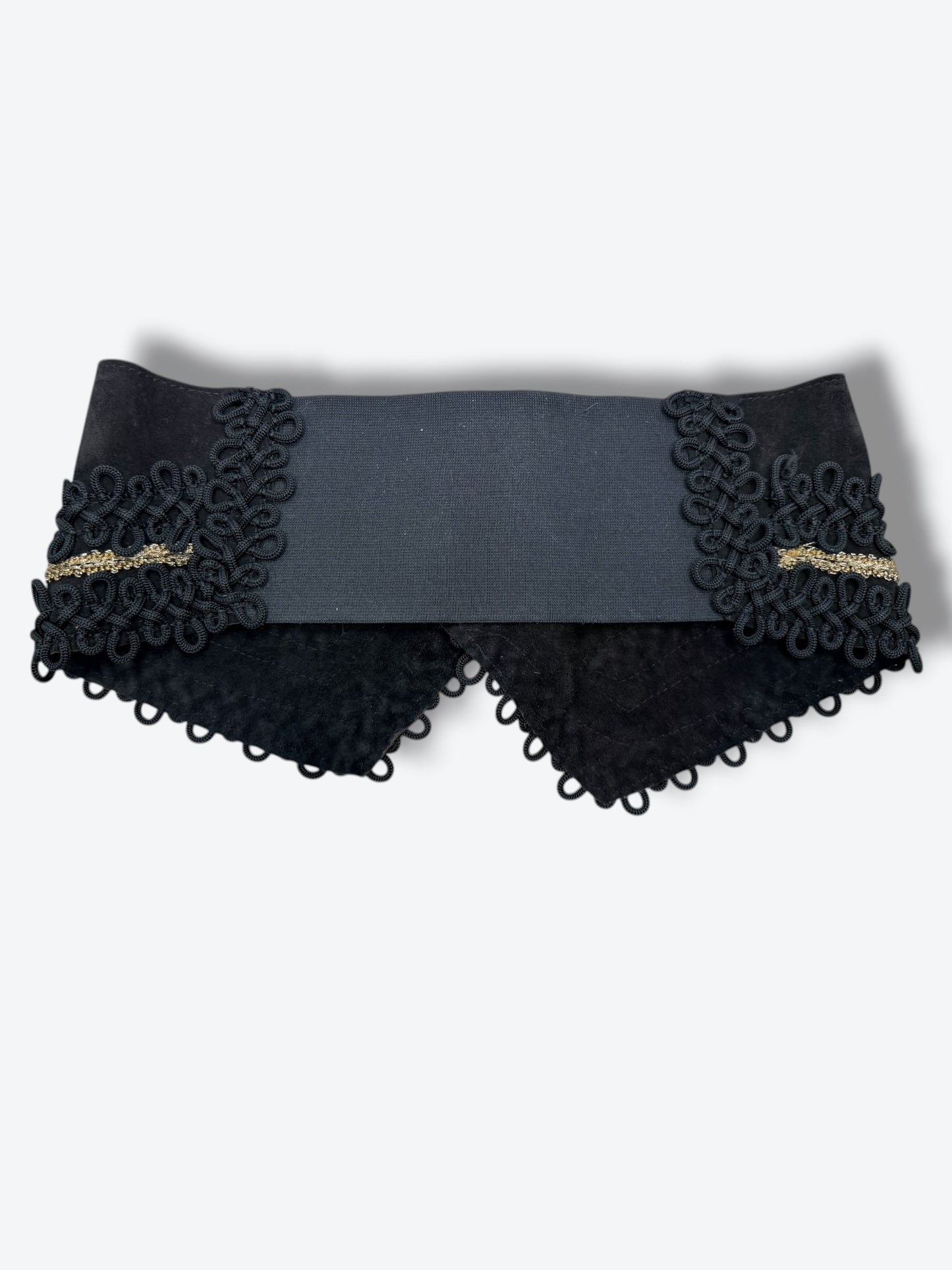 Vintage Embellished Statement Belt with Gold Buckle & Trim Detail