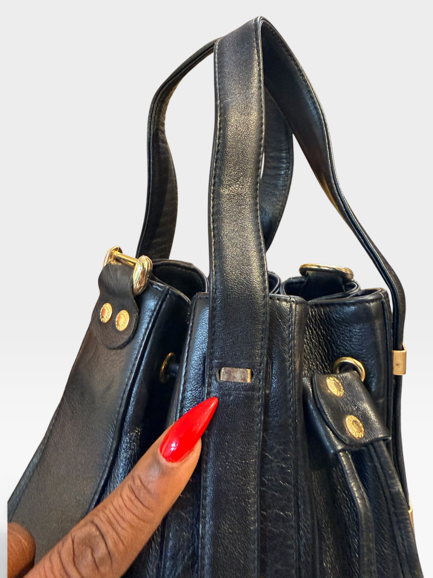 1990s Gianni Versace Medusa Leather Bucket Bag