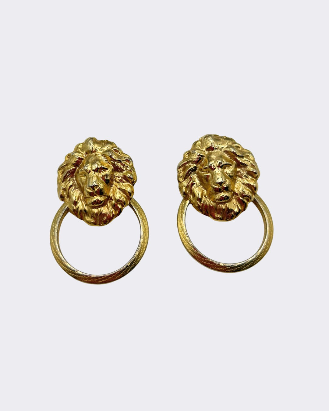 1970s Lion Head Tourque Gas Pipe Earrings + Necklace Set