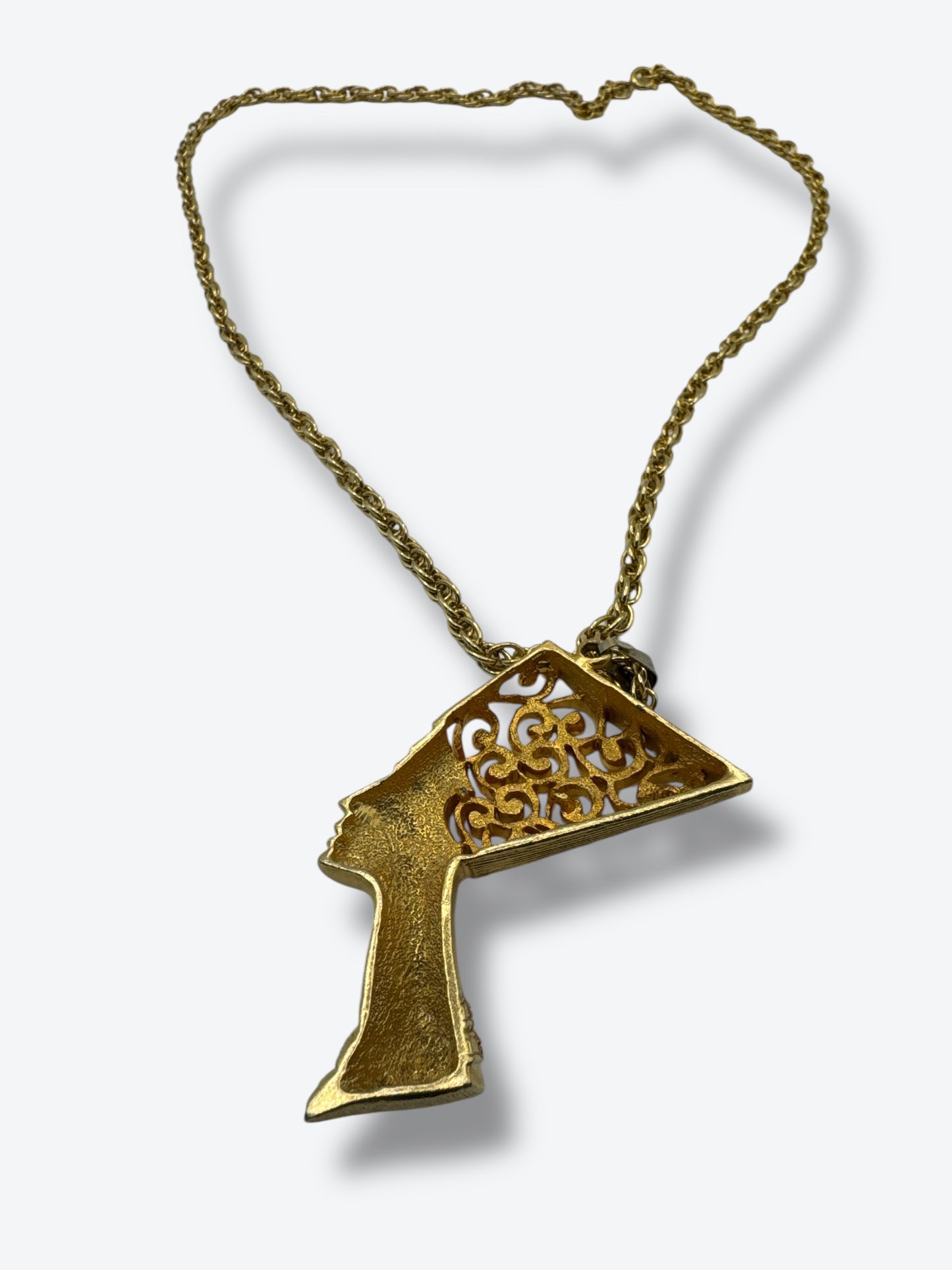 1970s Nefertiti Gold Charm Necklace