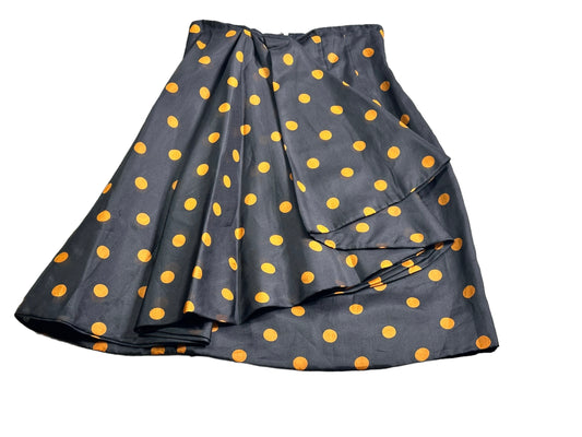 1980s Christian Dior Boutique Tan + Black Polka Dot Silk Ruffle Skirt