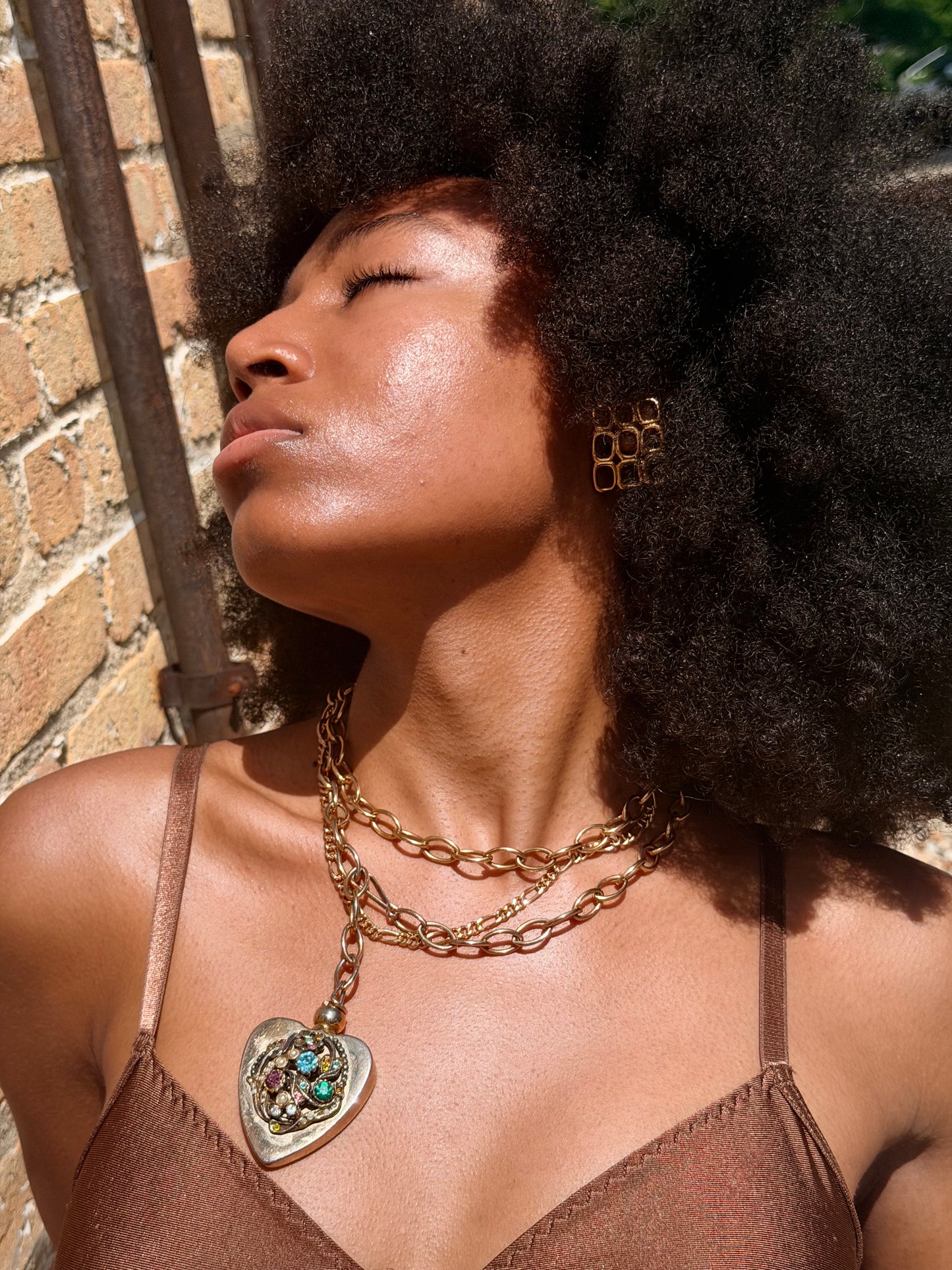1980s Gold Charm Link Necklace