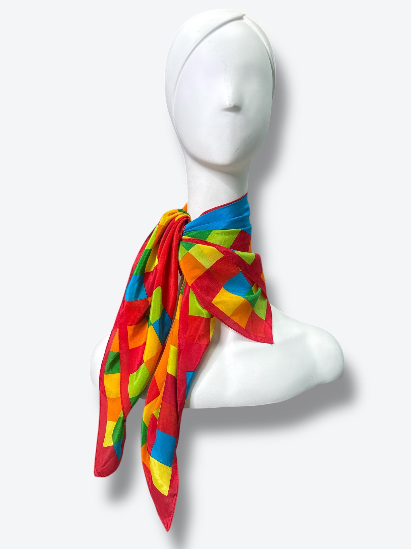 1990s 34” x 34” Adrienne Vittadini Color block scarf