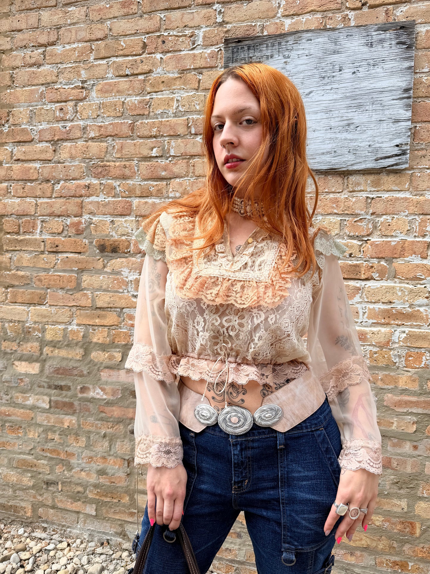 1970s Lorrie Kabala Collectables One of Kind Lace Top