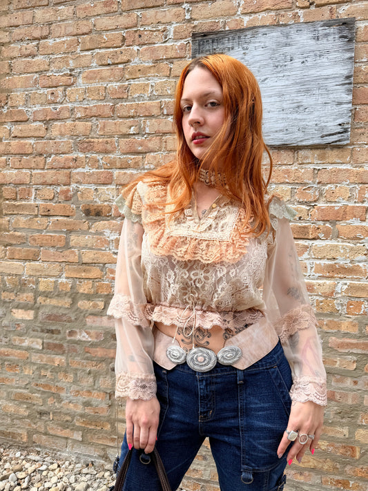 1970s Lorrie Kabala Collectables One of Kind Lace Top
