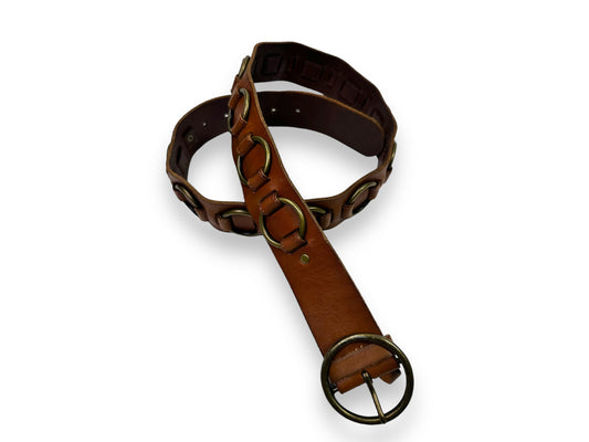 Y2K Brown + Brass Ring Belt