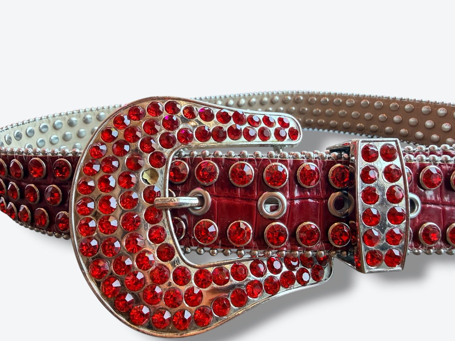 B.B Simon Red Rhinestone Leather Belt (As Is)