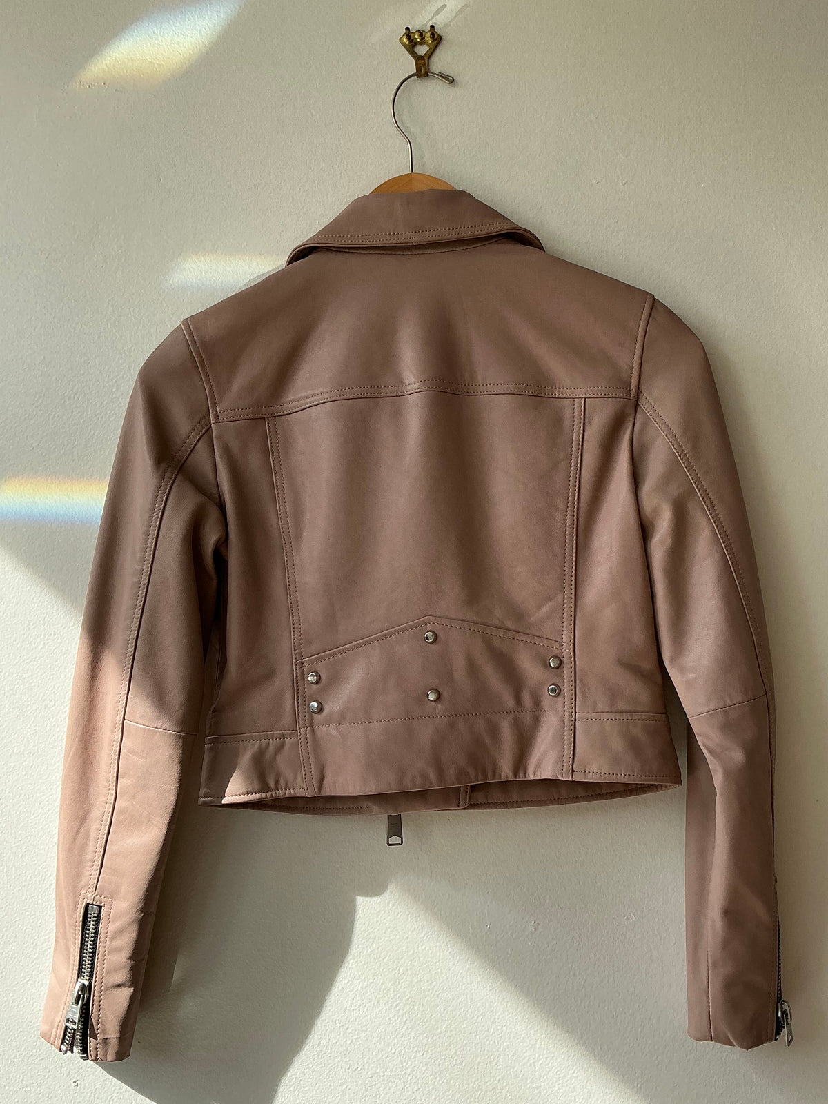 Trend: “All Saints” Pale Pink Perfecto Leather Jacket