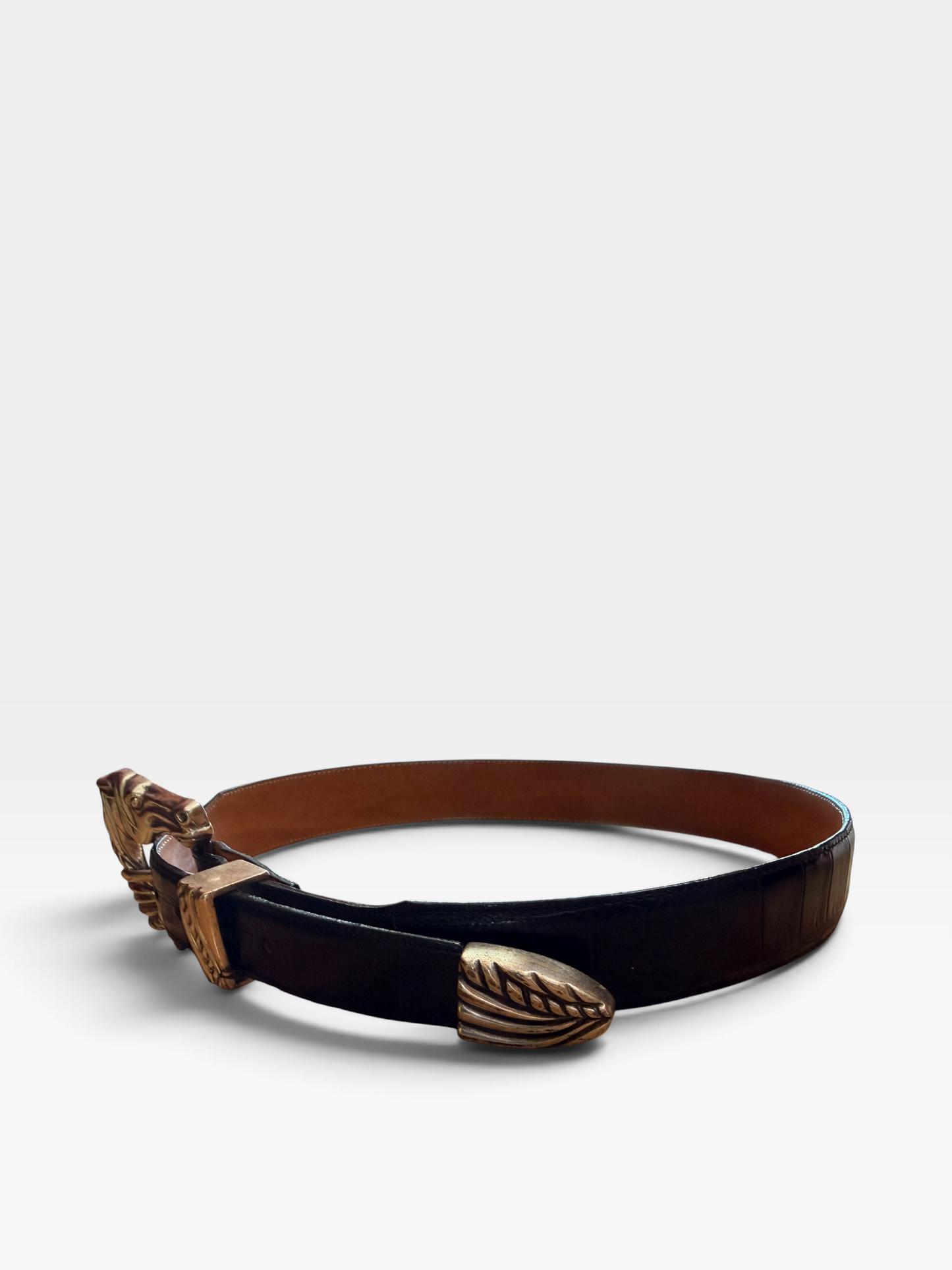 1970s “Leggin” Onyx Sliver Horse Belt
