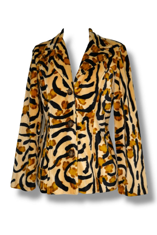 1980s LX USA Animal Print 3 Button Blazer