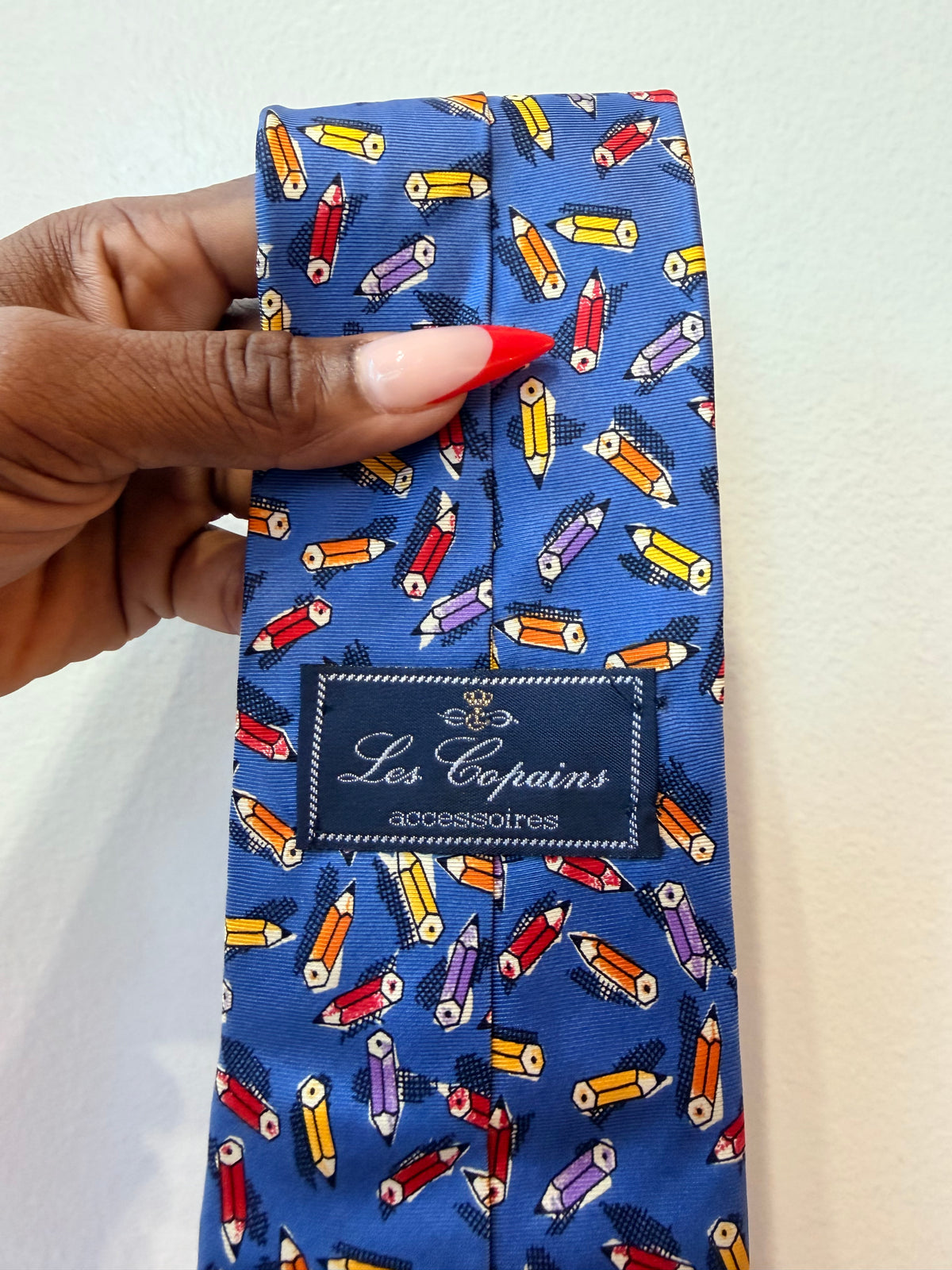 Vintage Les Copains Blue Silk Pencil Tie