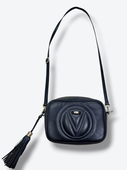 Valentino Garavani V Logo Leather Shoulder Bag – Black | Y2K Minimalist Luxe