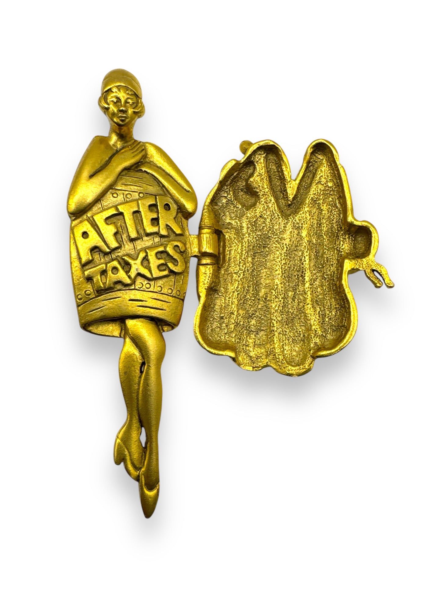 1990s “After Taxes” 3” Gold Brooch