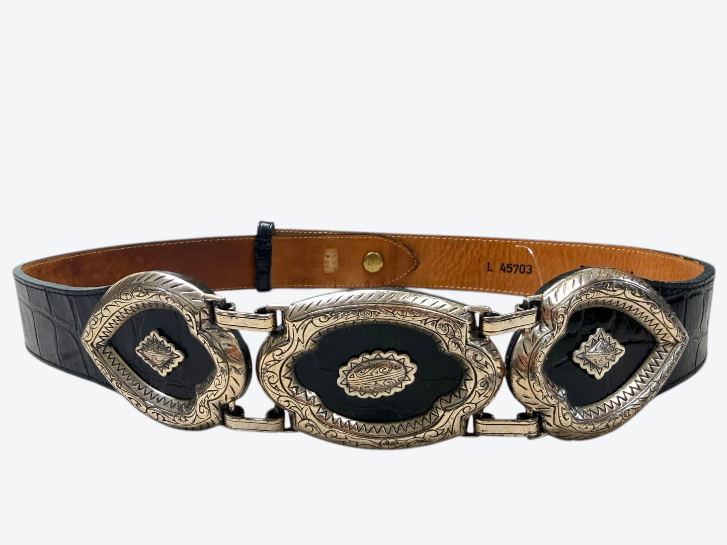 Brighton Western-Inspired Concho Leather Belt – Silver Tone Hardware