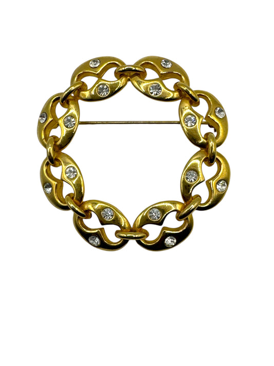 Vintage E.Pearl Gold Link Brooch