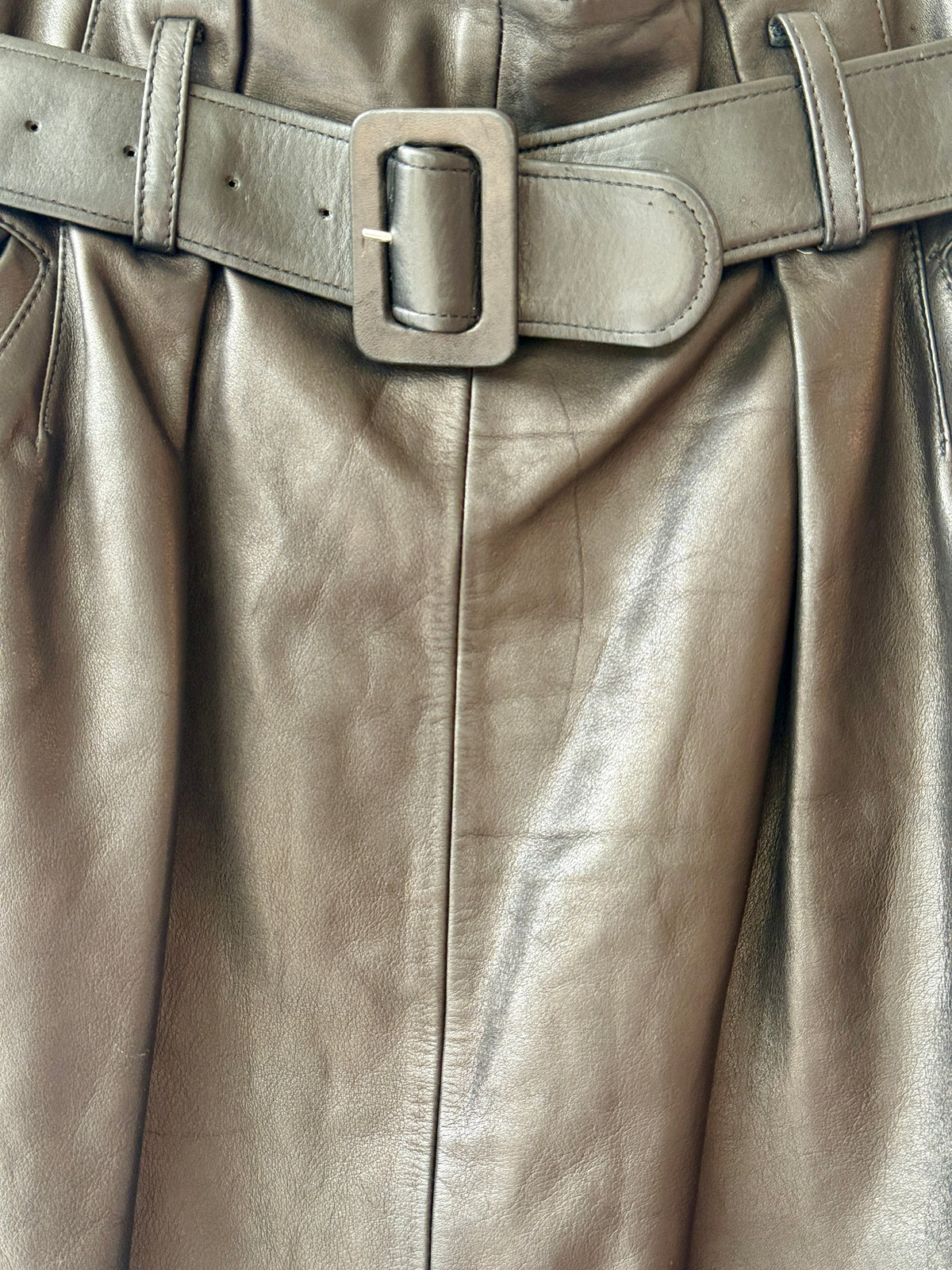 1970s/80s Pia Rucci Black Leather Belted Skirt