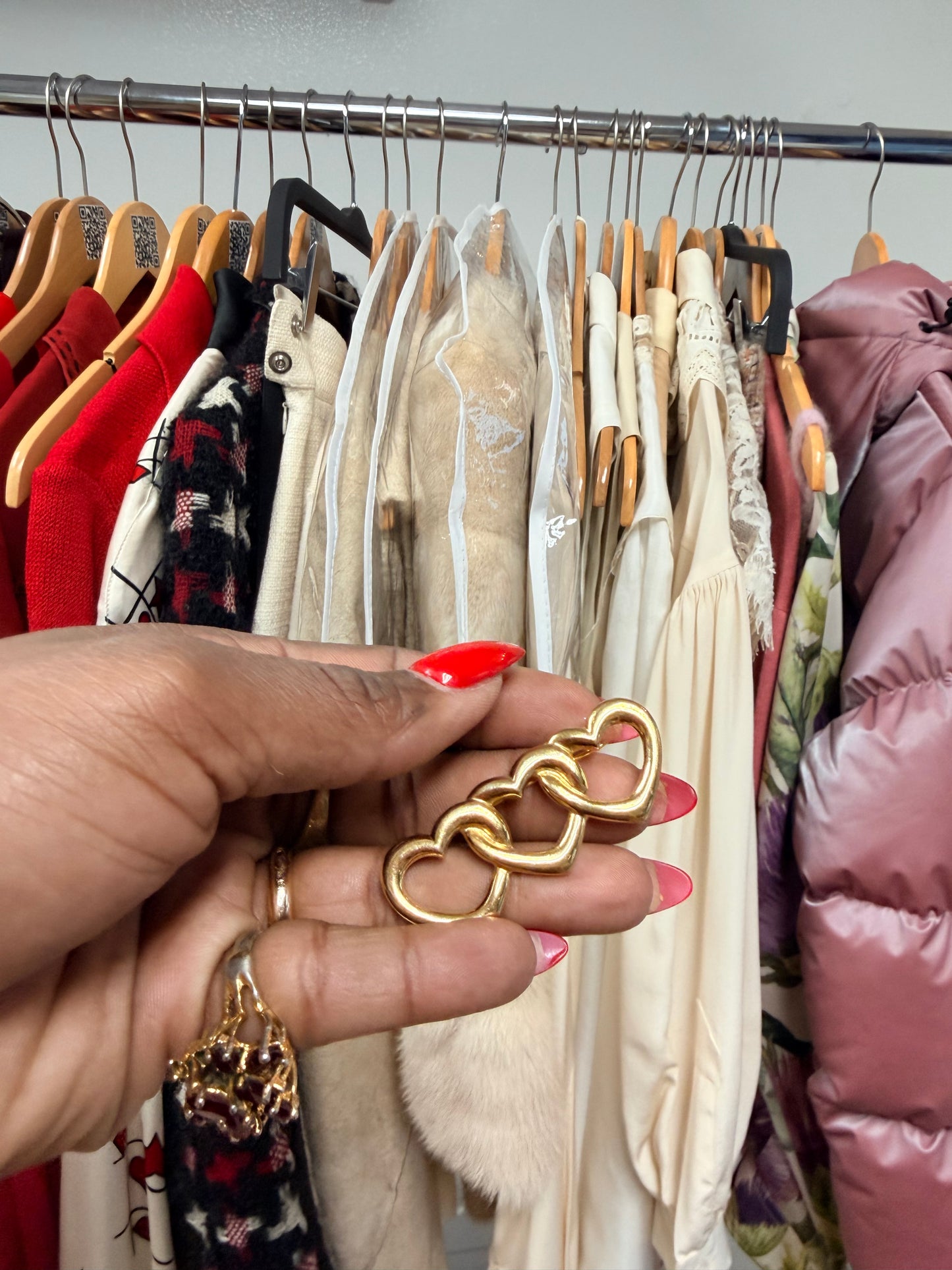 1980s Triple Heart Gold Brooch