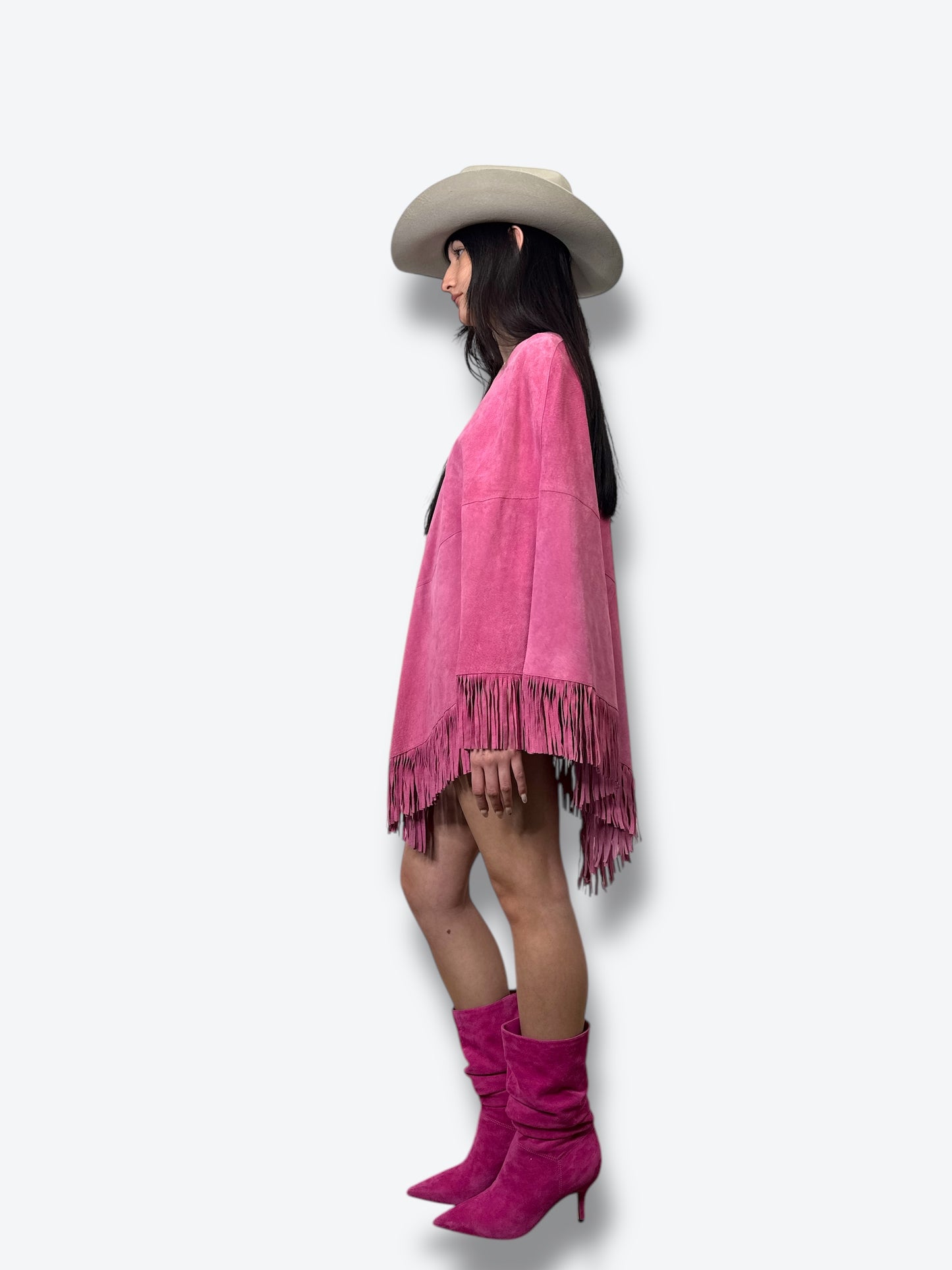 Y2K Metrostyle Suede Pink Poncho