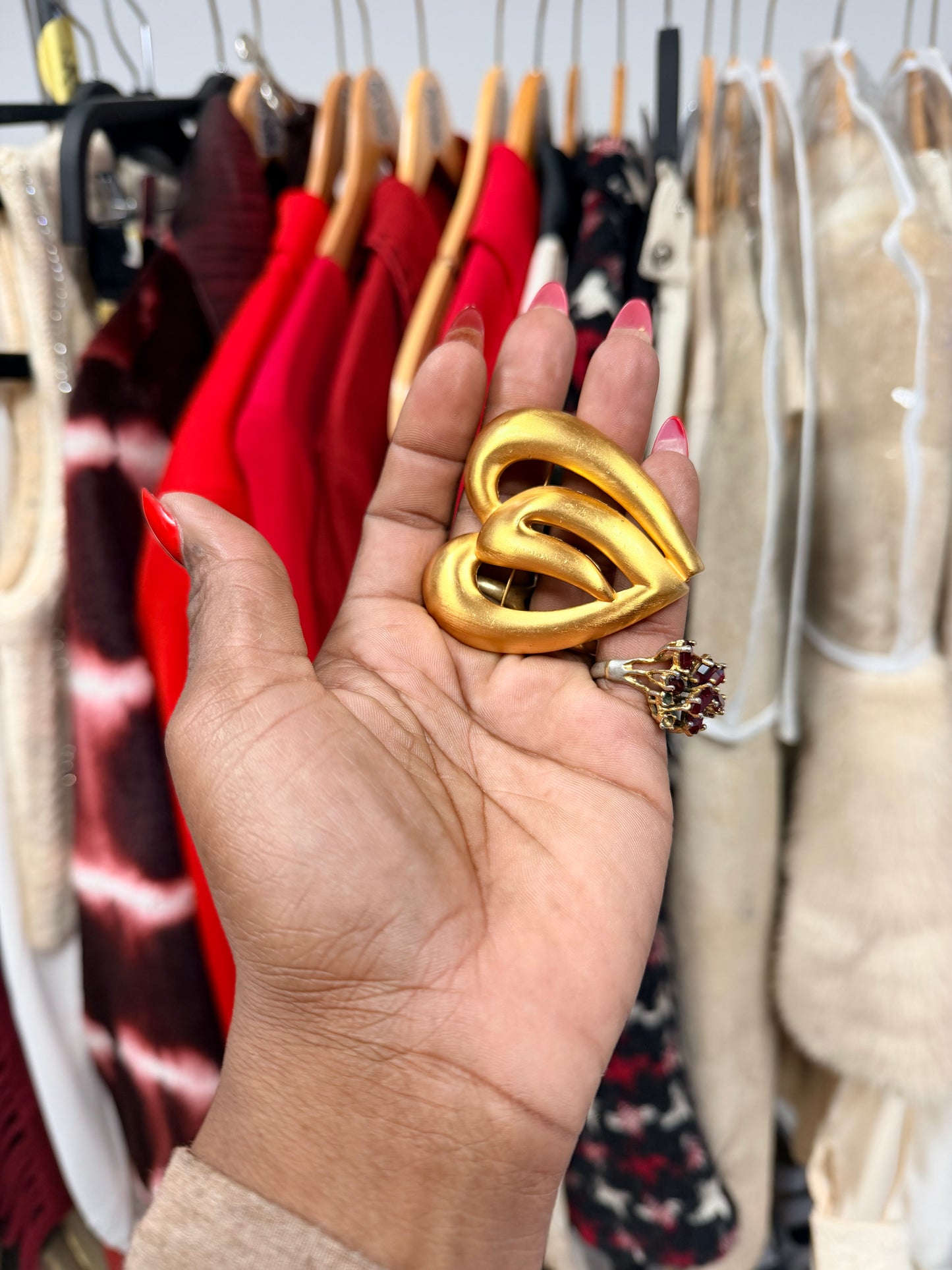 1980s 2” Gold Heart Brooch