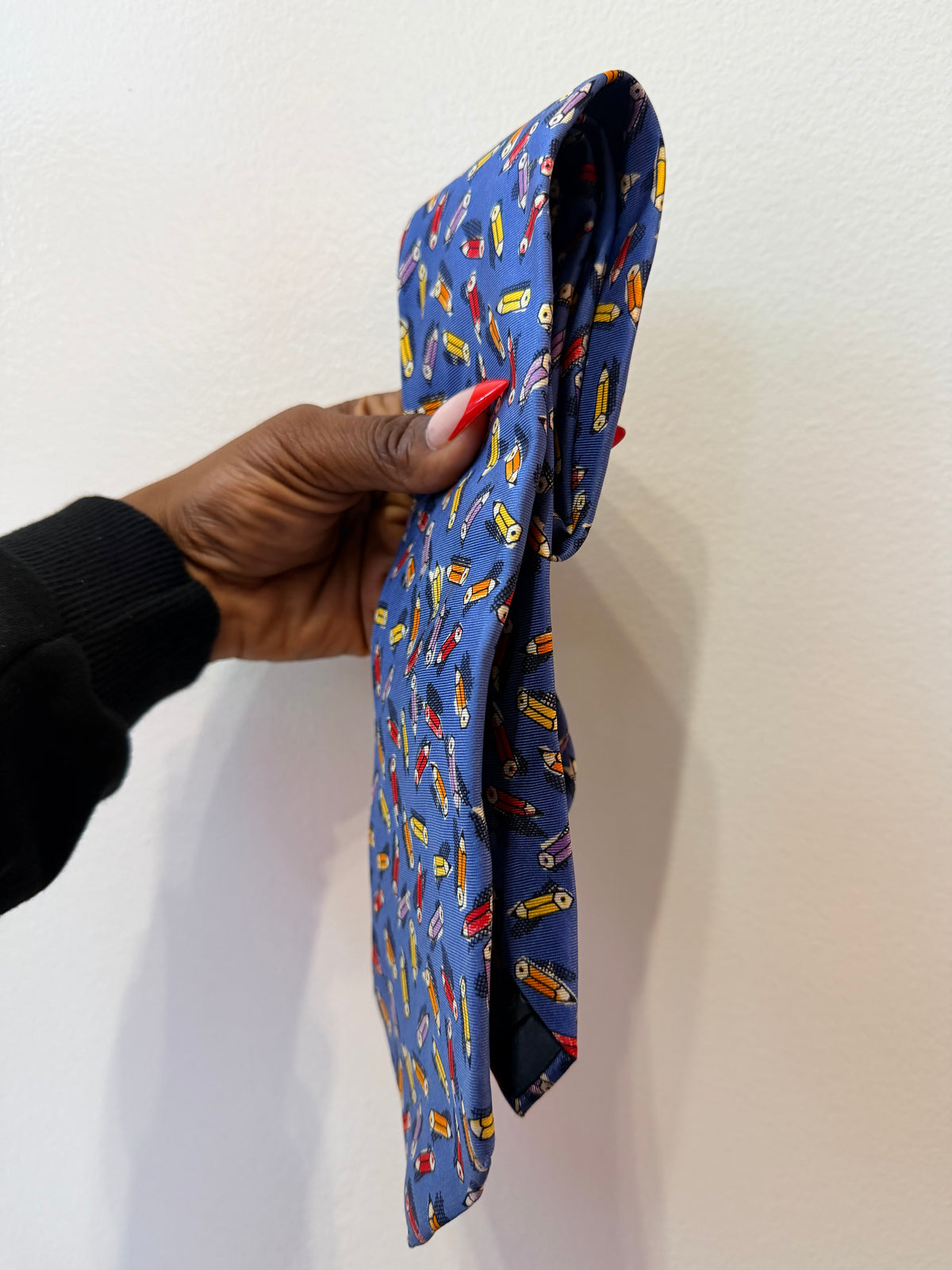 Vintage Les Copains Blue Silk Pencil Tie