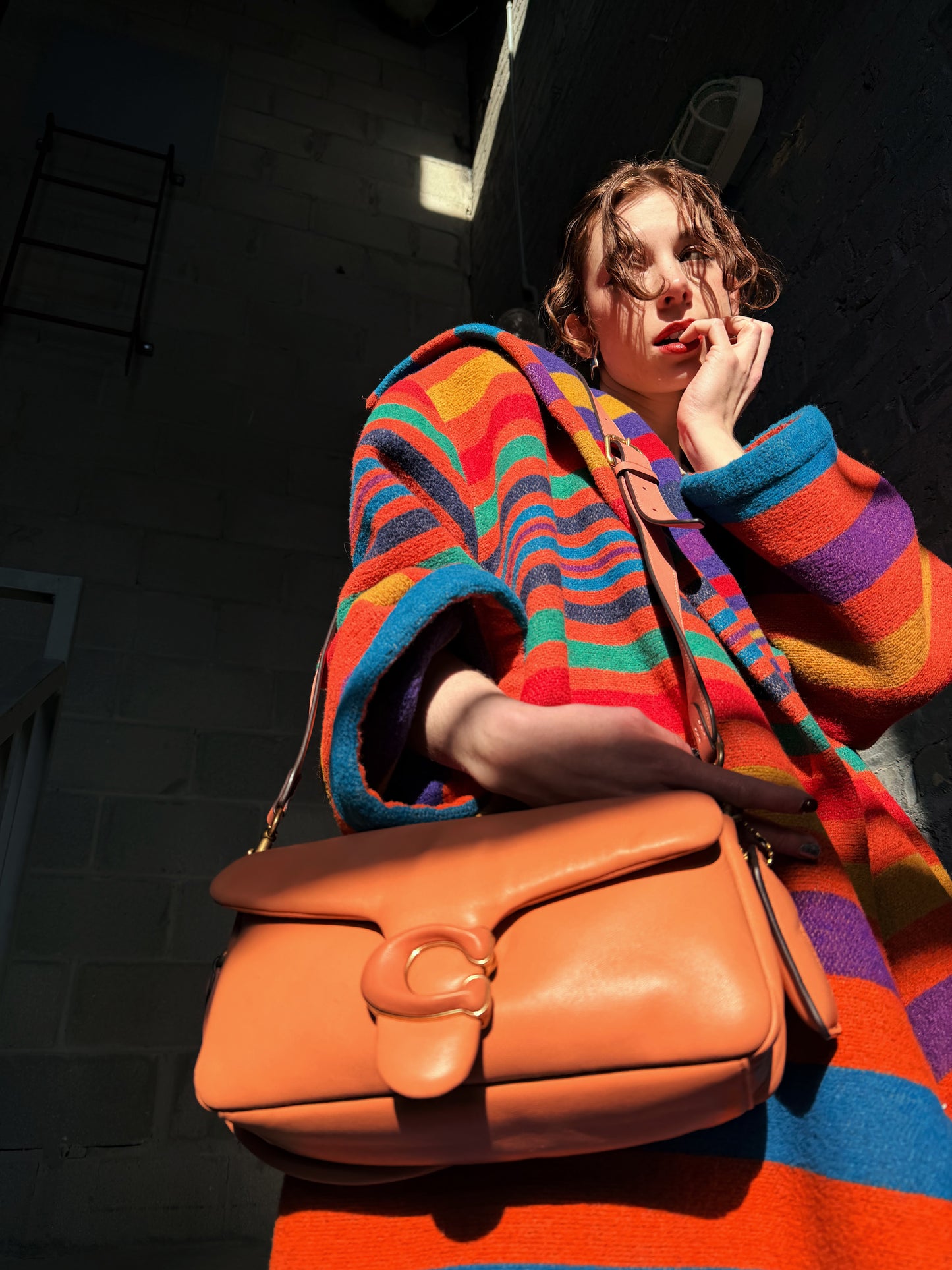 Y2K Tony Lambert Rainbow Stripe Wool Blend Sweater Jacket