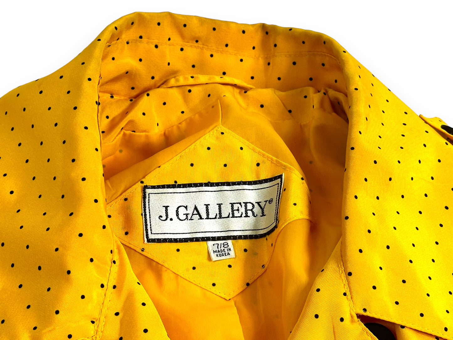 1990s J. Gallery Yellow Polka Dot + Pleated Trench