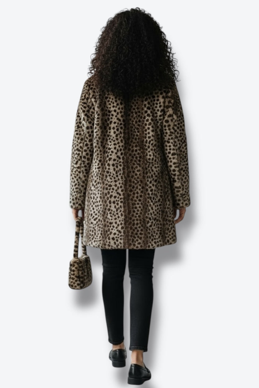 Y2K Hannah by Marlow One Button Cheetah Faux Fur Jacket