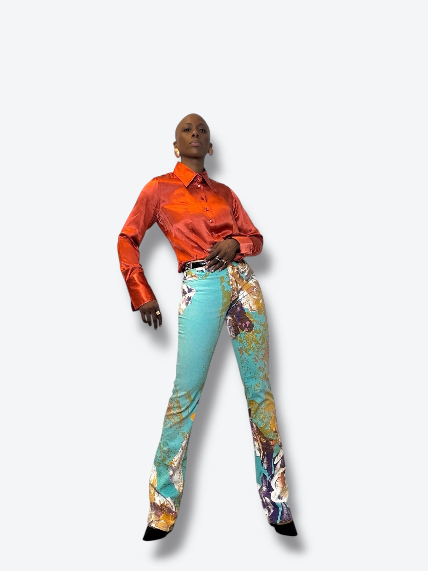 Y2K “JUST Roberto Cavalli” Floral Denim Pants