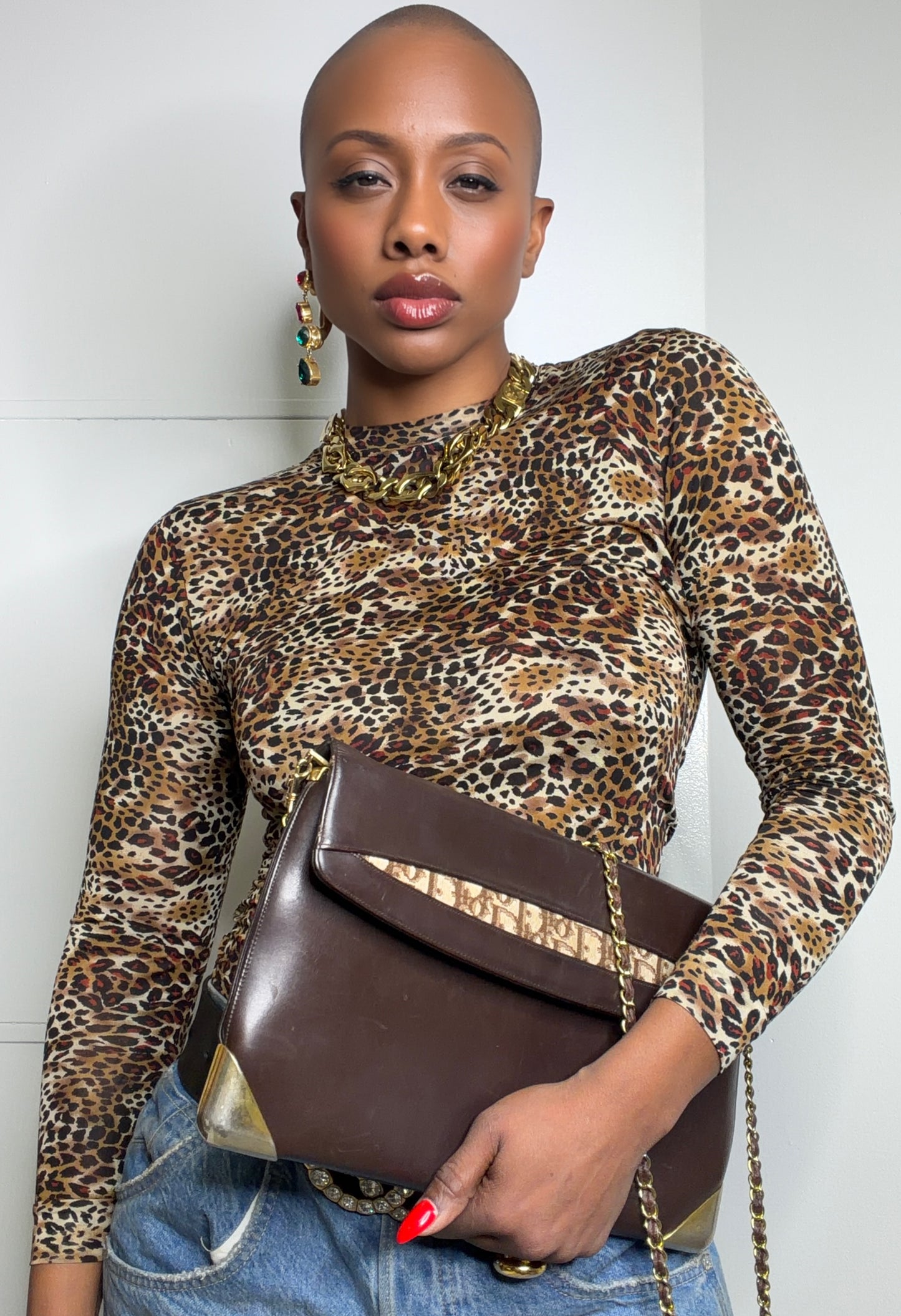 1970s Christian Dior Brown Large Clutch